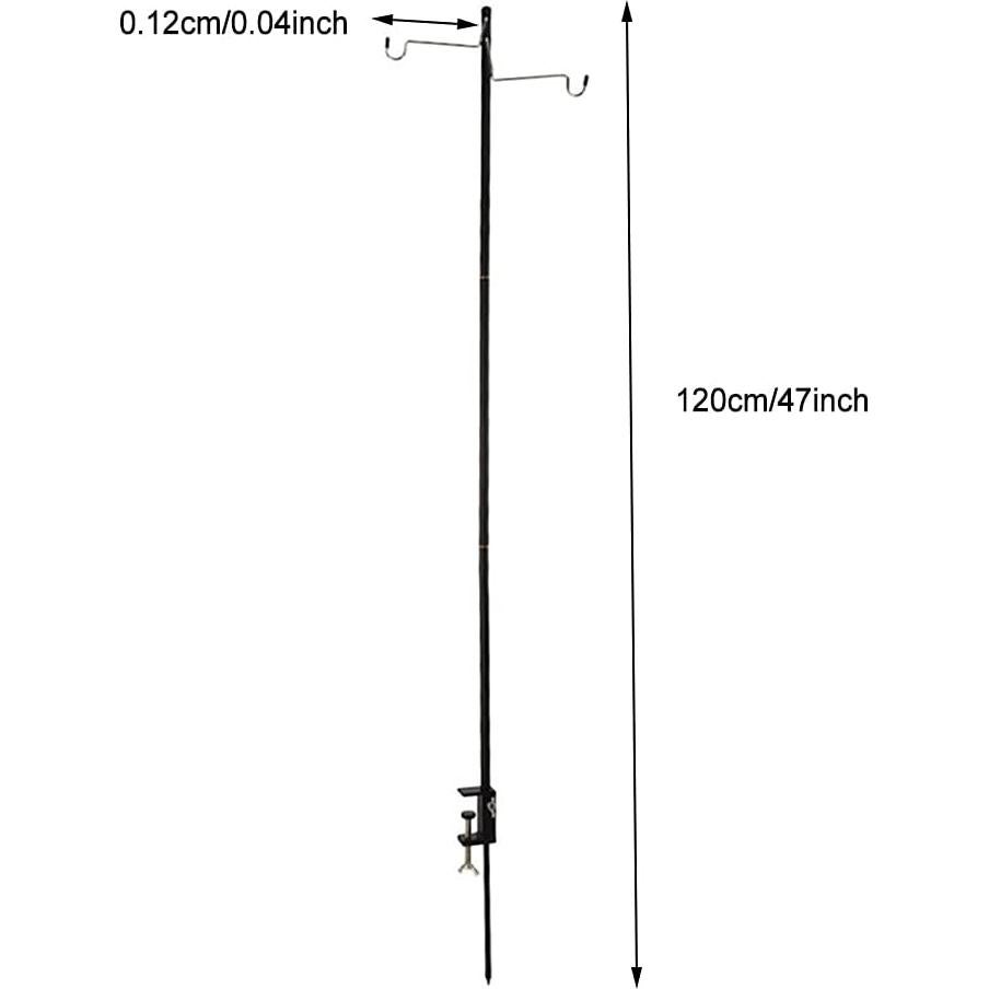 Poste de Lámpara Plegable Faddare para Camping 120cm Negro