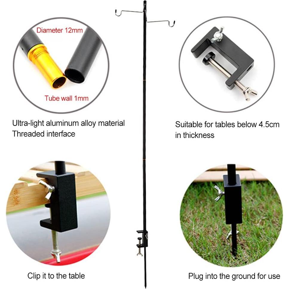 Poste de Lámpara Plegable Faddare para Camping 120cm Negro