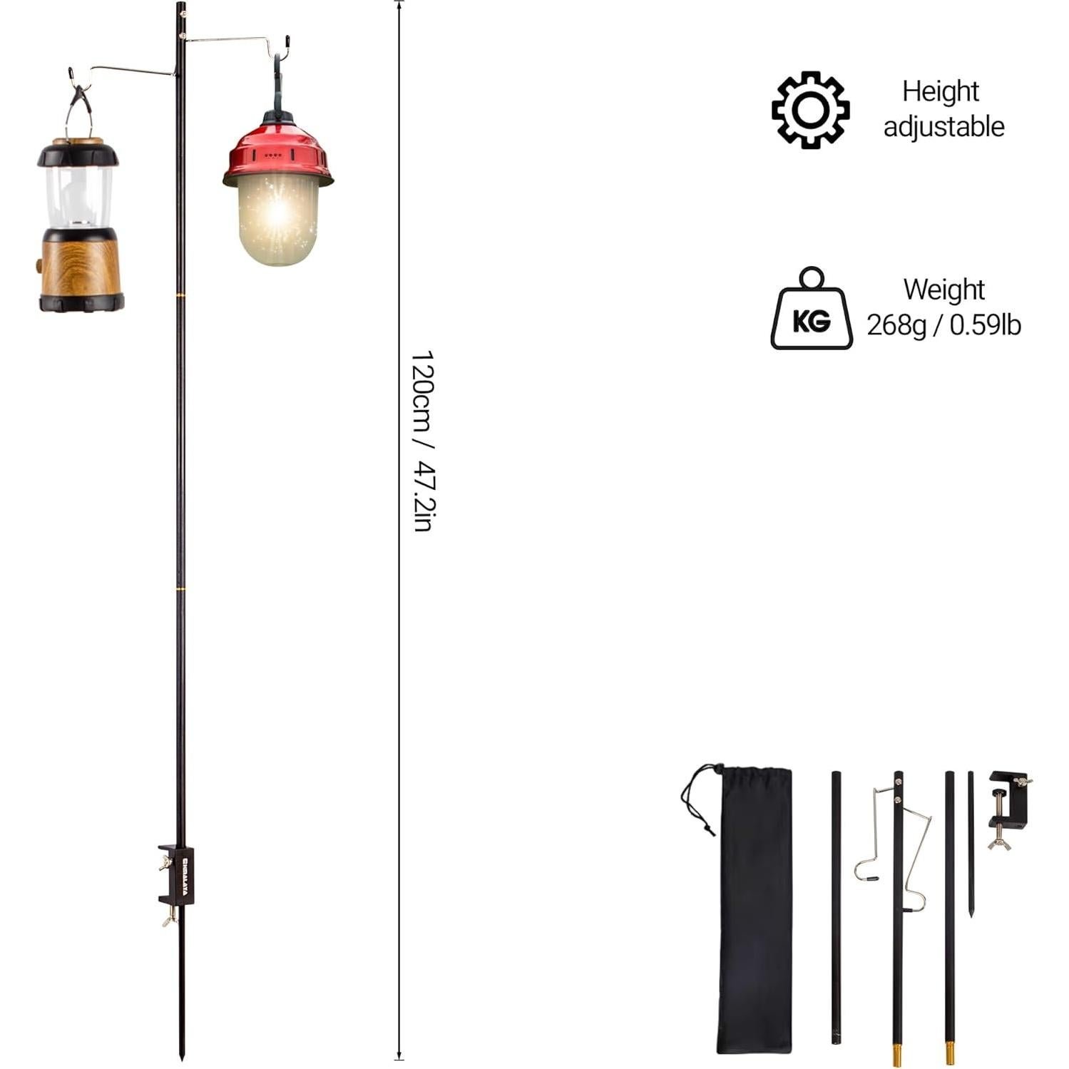 Soporte de Lámpara Plegable para Camping HC370458 - Aluminio