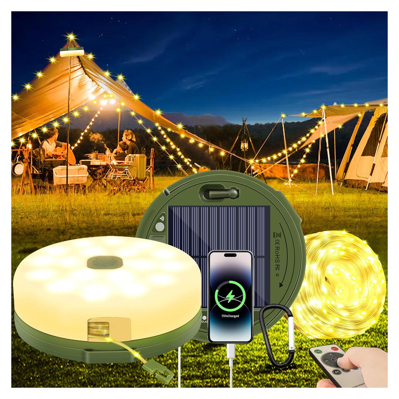 Luces de Cadena Portátiles AcaJoe 10m 100LED Solar y USB