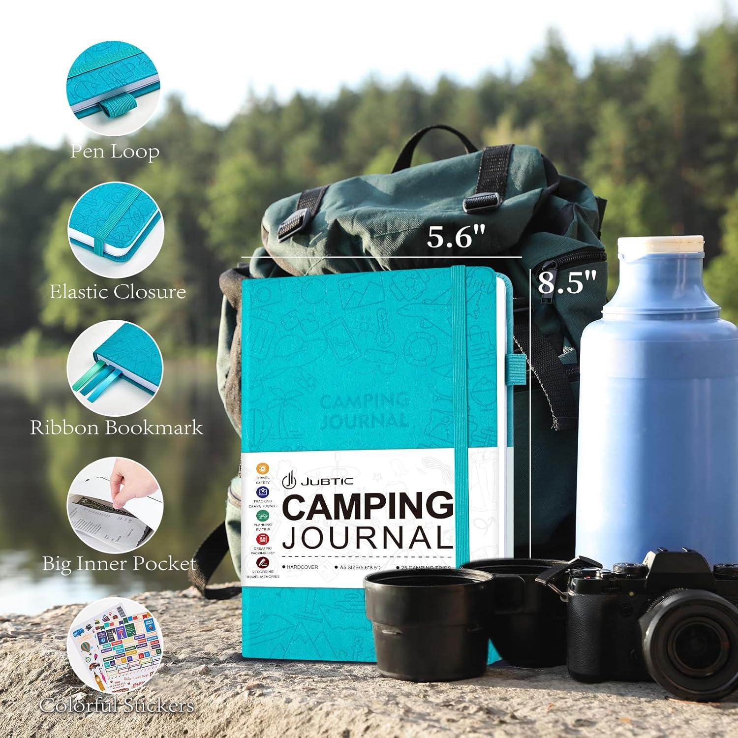 Diario de Camping JUBTIC A5 Turquesa para 25 Aventuras