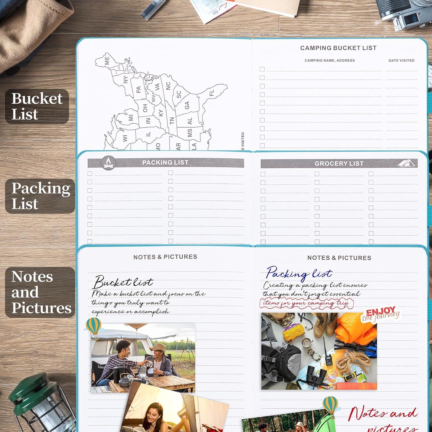 Diario de Camping JUBTIC A5 Turquesa para 25 Aventuras