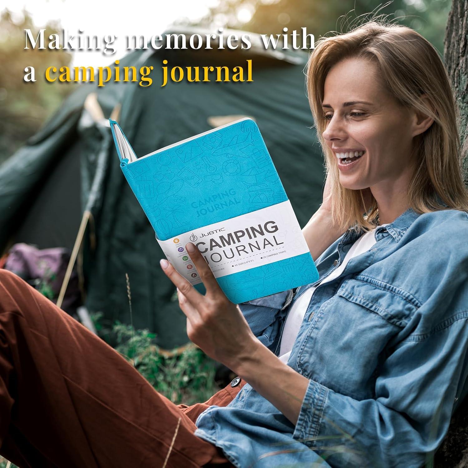 Diario de Camping JUBTIC A5 Turquesa para 25 Aventuras