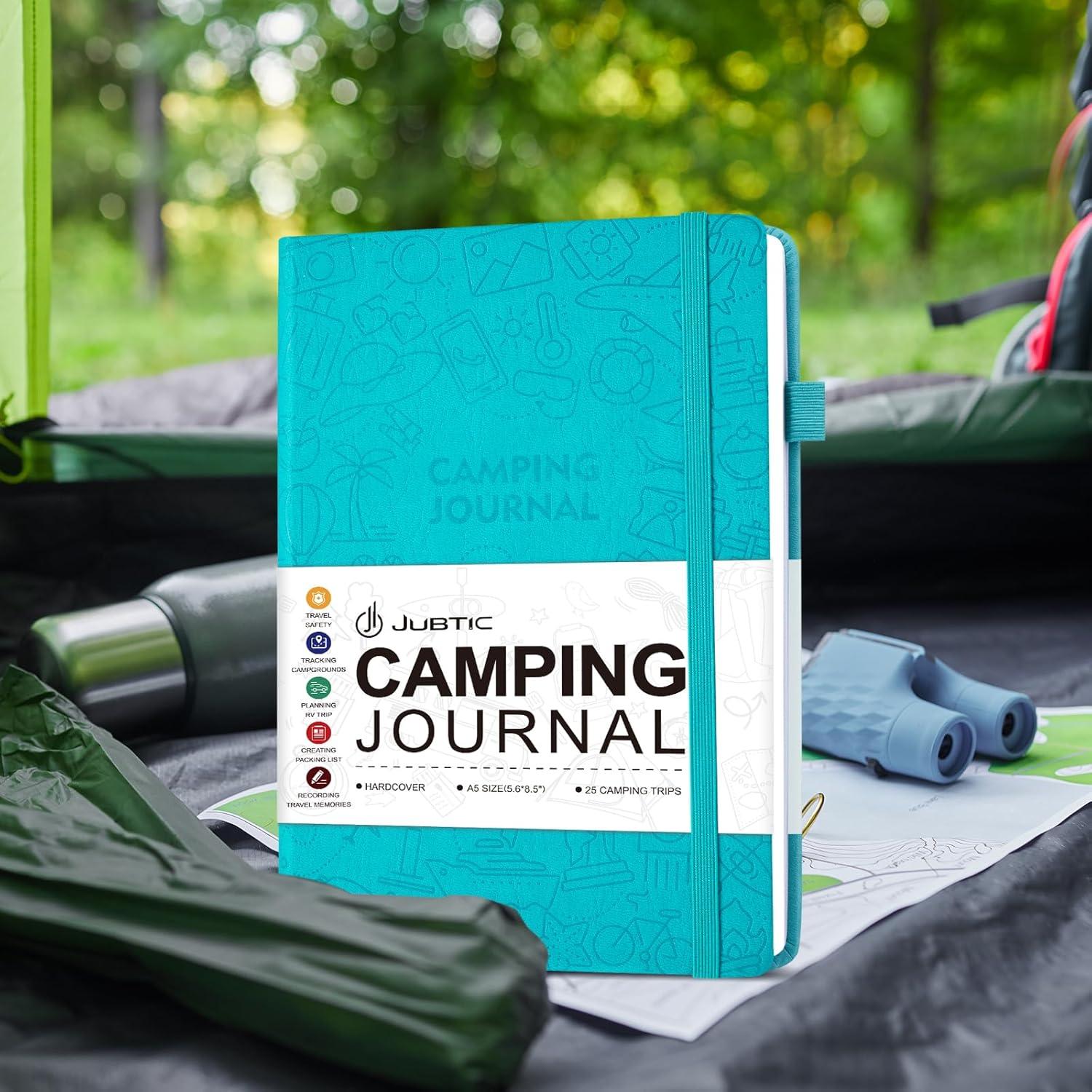 Diario de Camping JUBTIC A5 Turquesa para 25 Aventuras