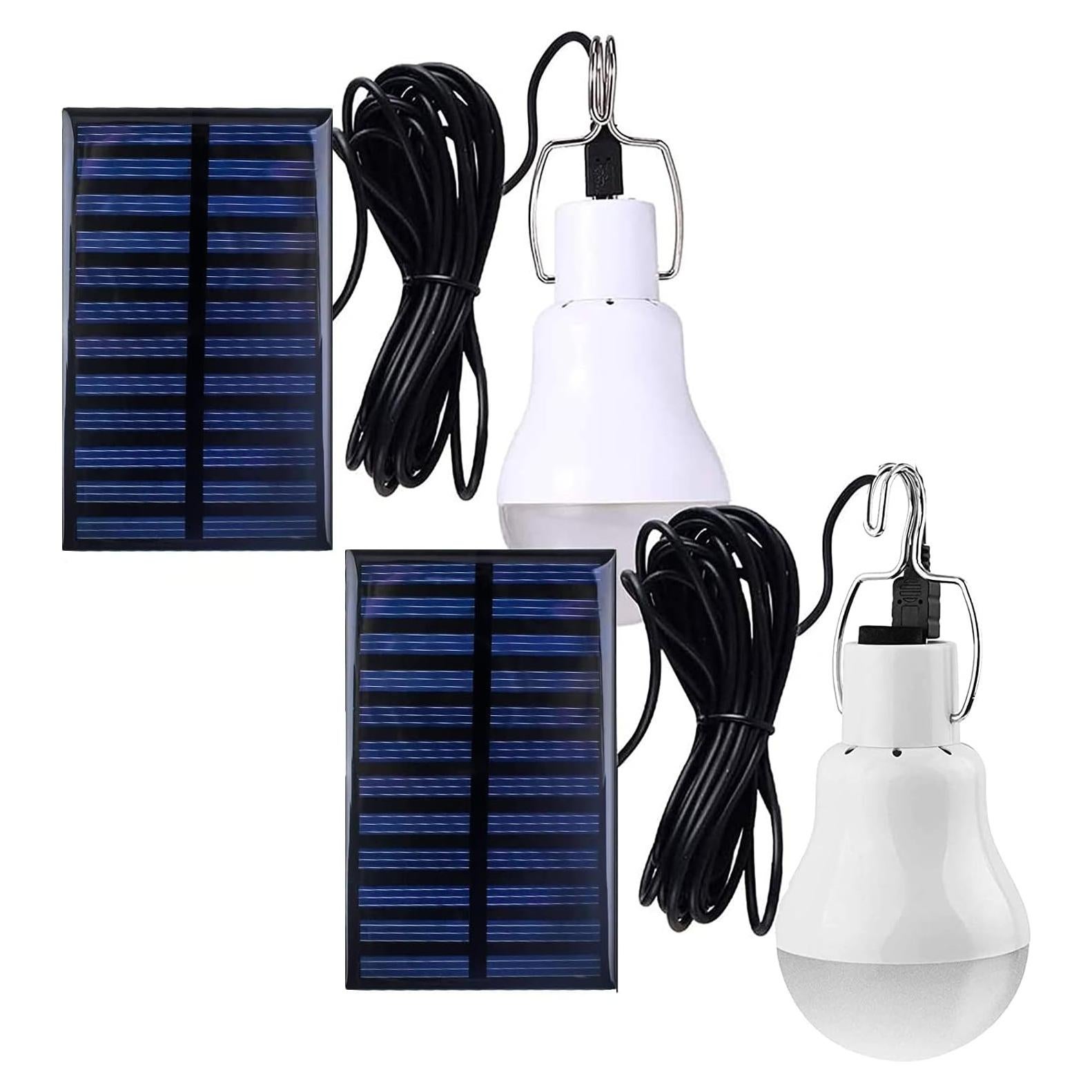Solar Light Bulbs for Indoor Home and Chicken Coop, Outdoor Waterproof Camping Lamps for Tent, Rechargeable LED Solar Lights for Shed Night, Emergency Power Outage and Outside