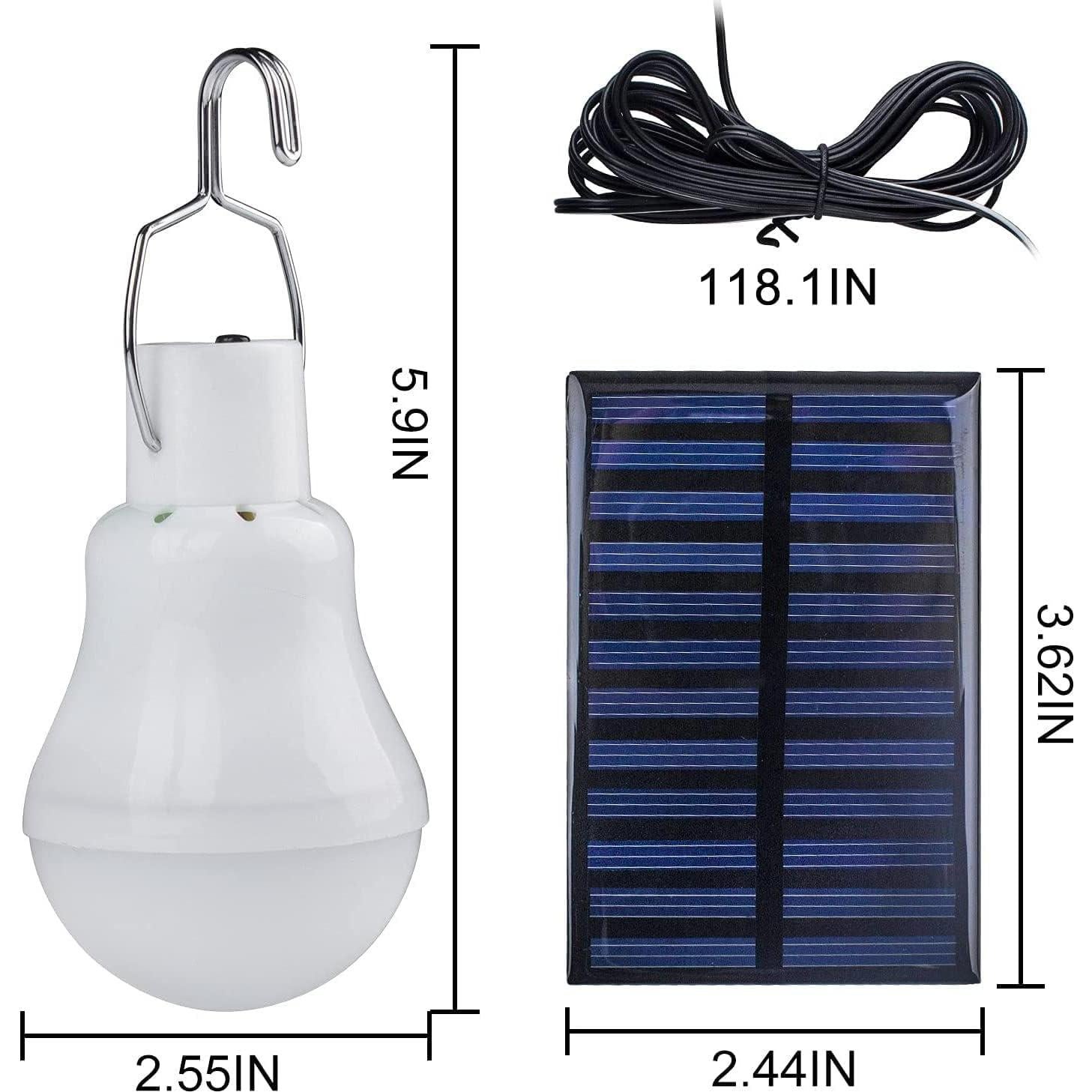 Solar Light Bulbs for Indoor Home and Chicken Coop, Outdoor Waterproof Camping Lamps for Tent, Rechargeable LED Solar Lights for Shed Night, Emergency Power Outage and Outside