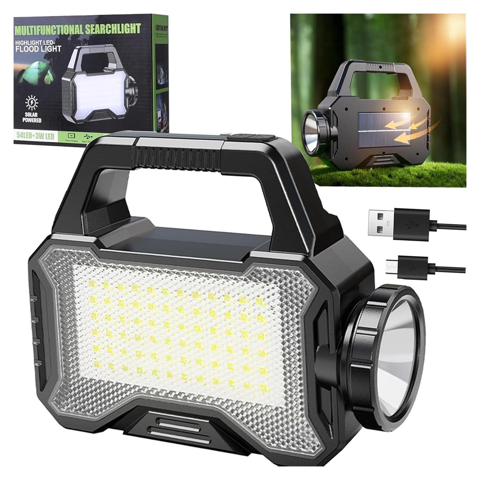 Solar Flashlights for Emergencies,LED Solar Camping Lights,Capacity Battery for Quick Charging,Multi-Functional Flashlights for Emergencies,Perfect for Power Outages,Outdoor Camping,and Hiking-1PCS