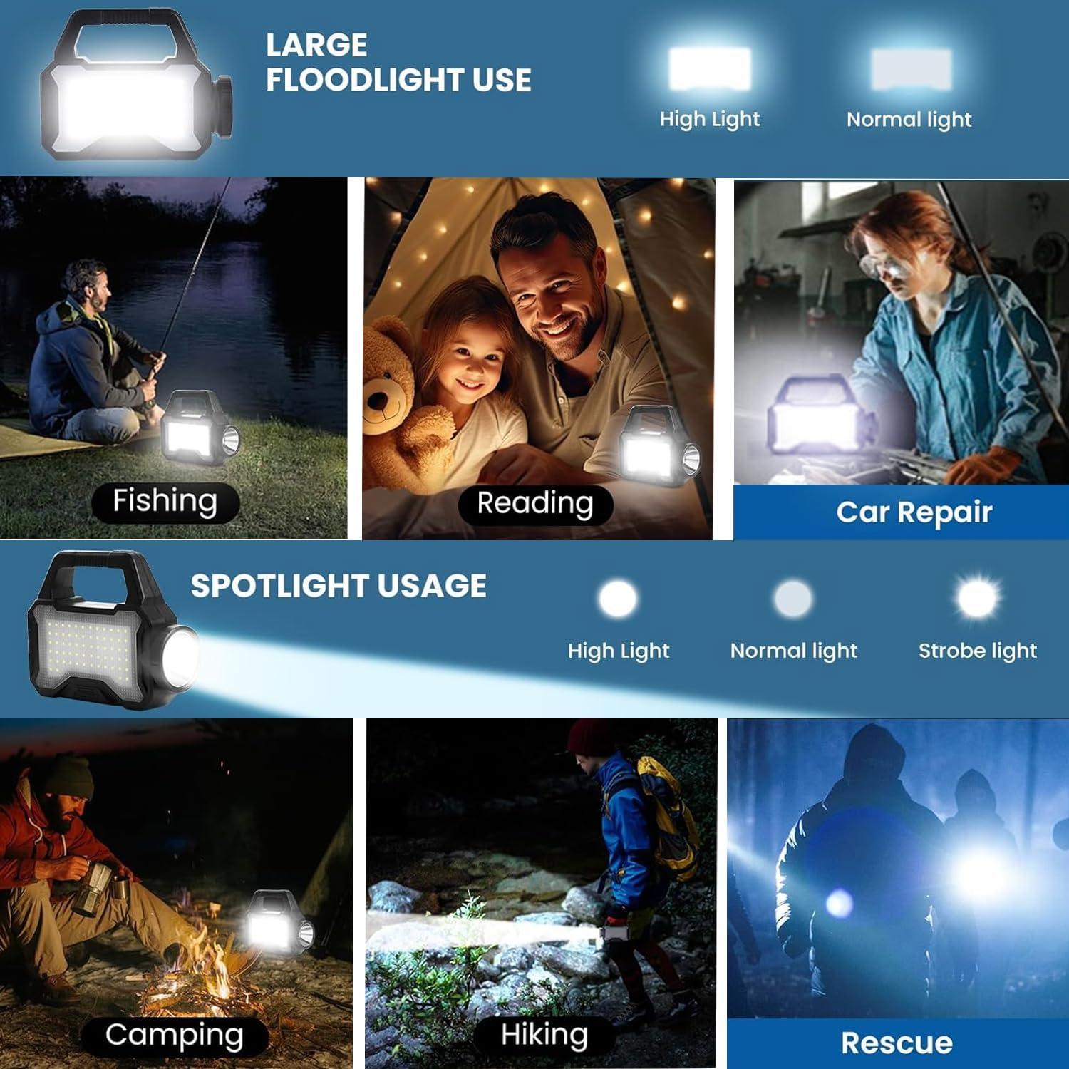 Solar Flashlights for Emergencies,LED Solar Camping Lights,Capacity Battery for Quick Charging,Multi-Functional Flashlights for Emergencies,Perfect for Power Outages,Outdoor Camping,and Hiking-1PCS