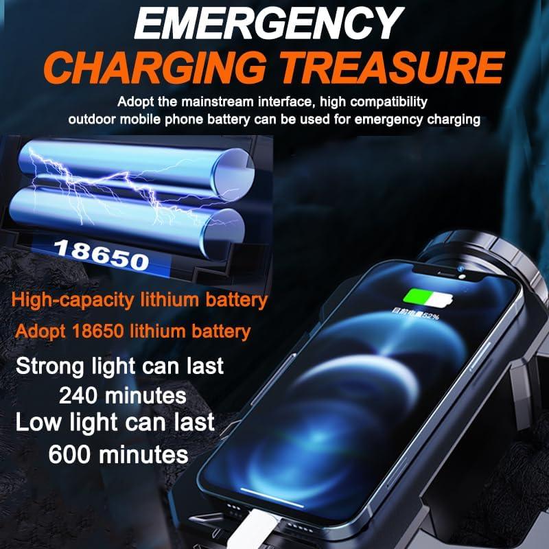 Solar Flashlights for Emergencies,LED Solar Camping Lights,Capacity Battery for Quick Charging,Multi-Functional Flashlights for Emergencies,Perfect for Power Outages,Outdoor Camping,and Hiking-1PCS