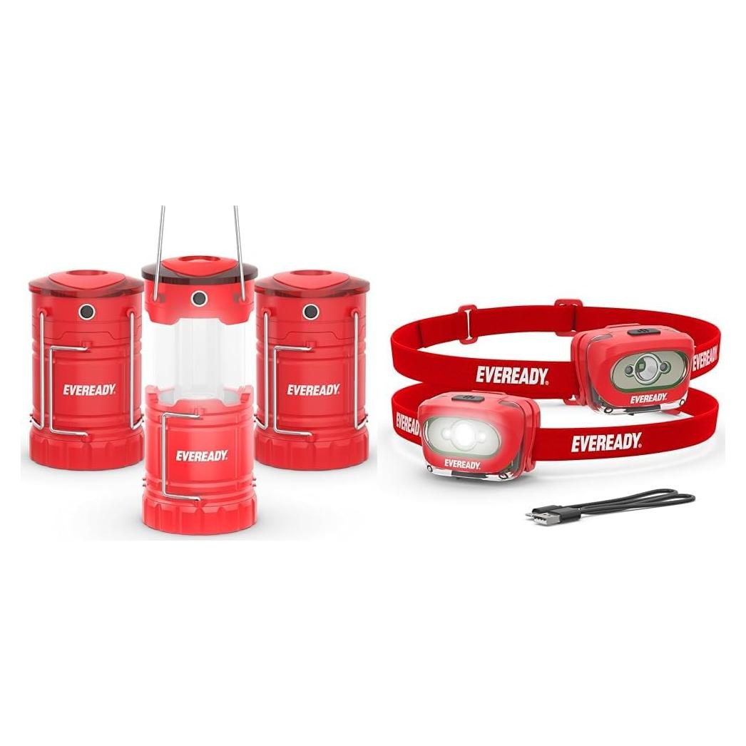 Paquete 3 Linternas LED Eveready + 2 Frontales Recargables