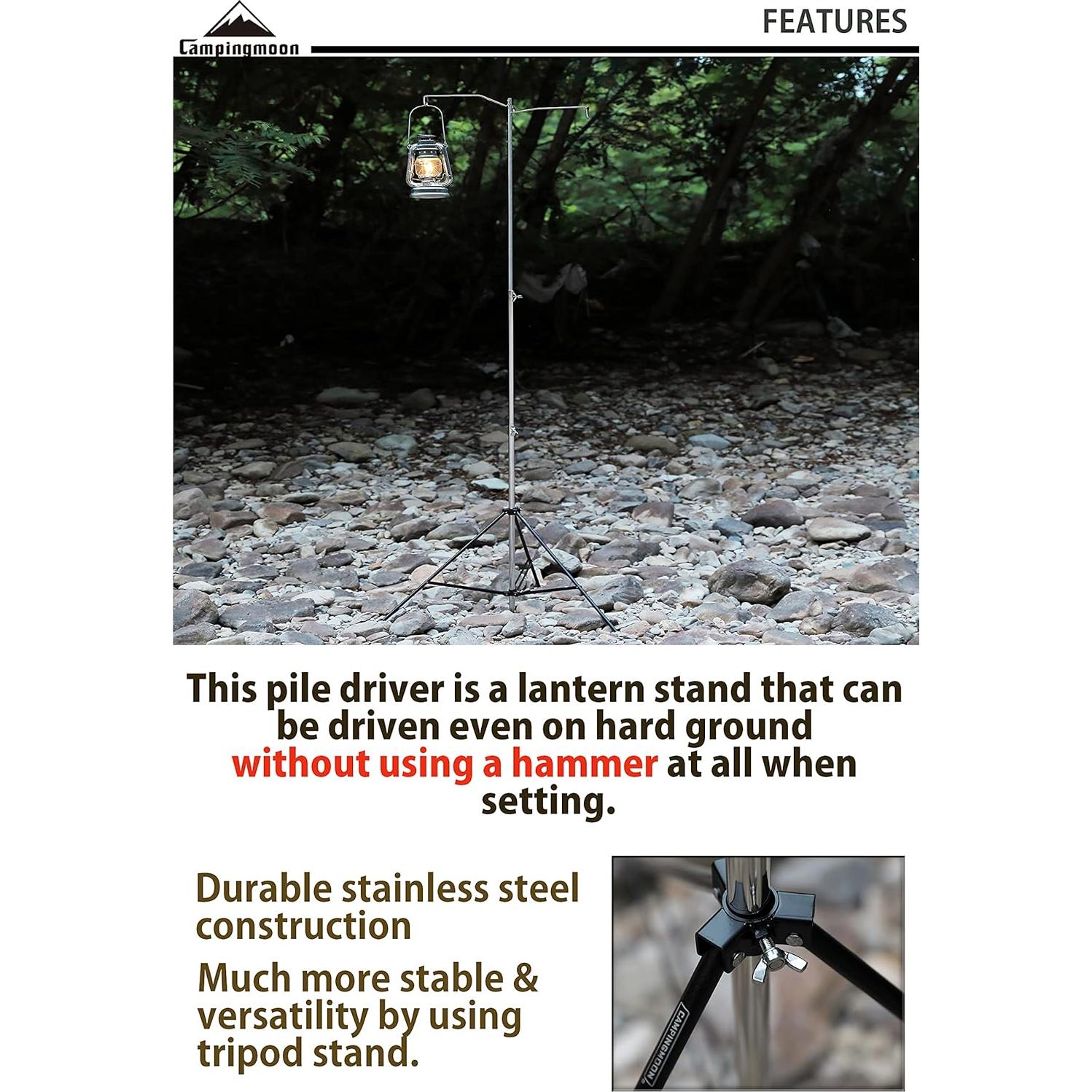 Soporte de Linterna Camping Moon D-243 Ajustable Acero Inoxidable