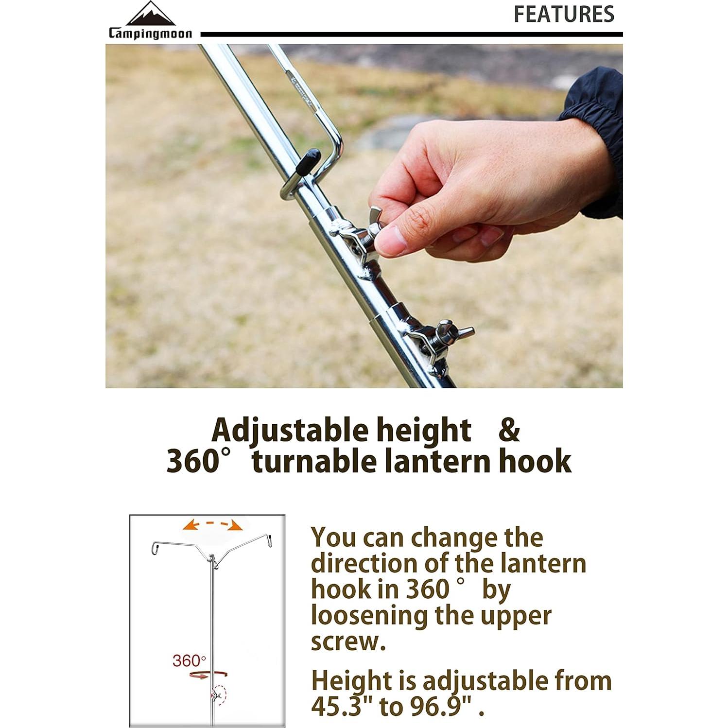 Soporte de Linterna Camping Moon D-243 Ajustable Acero Inoxidable