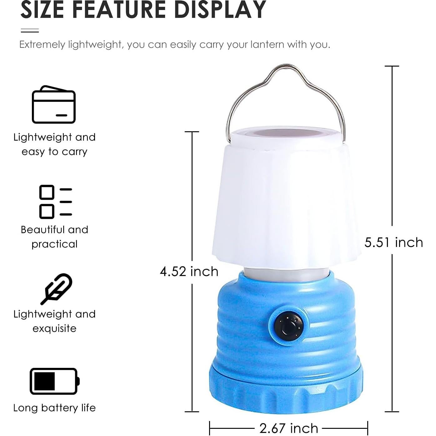 Onite 2 Pack Kids Camping Gear, Lanterns Battery Powered Led, with Flame Flicker Lighting Mode, 600Lm, for Kids Camping Chair, Bedroom, Festival, Party Decoration and Outdoor