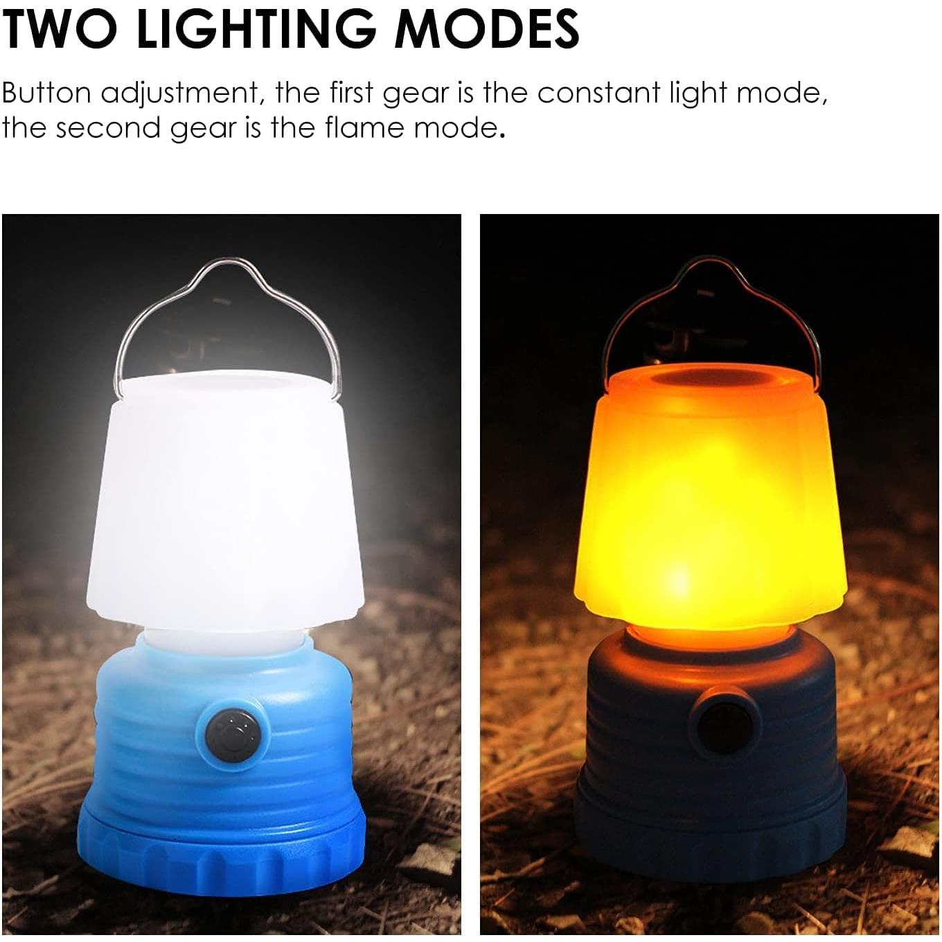 Onite 2 Pack Kids Camping Gear, Lanterns Battery Powered Led, with Flame Flicker Lighting Mode, 600Lm, for Kids Camping Chair, Bedroom, Festival, Party Decoration and Outdoor
