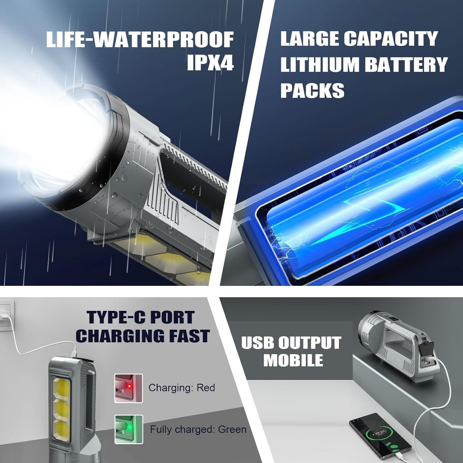 Linterna LED Recargable ErayLife 6 Modos IPX4 20.26cm