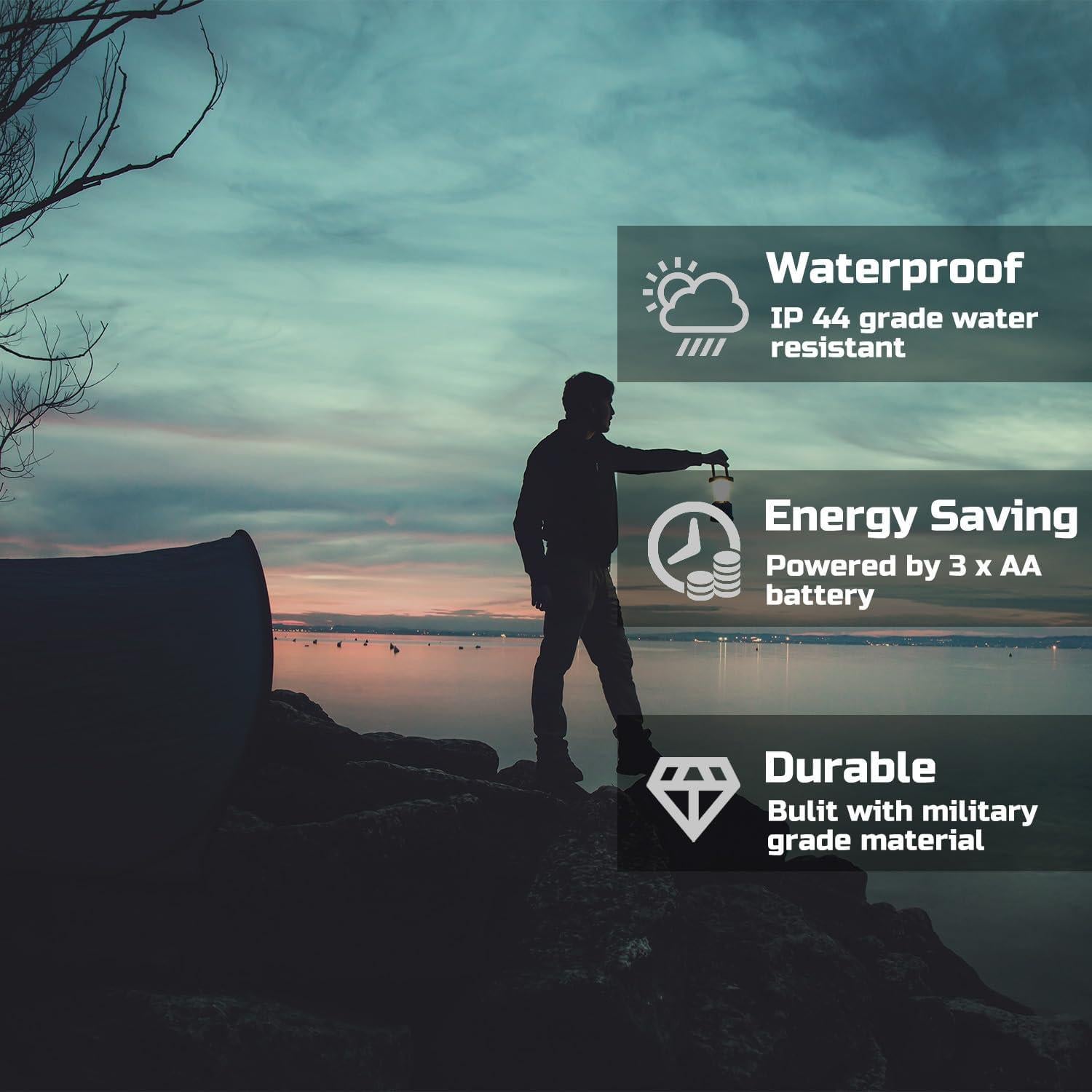 Lámpara de Camping LED Plegable Lichamp, 200 Lúmenes, Paquete de 2