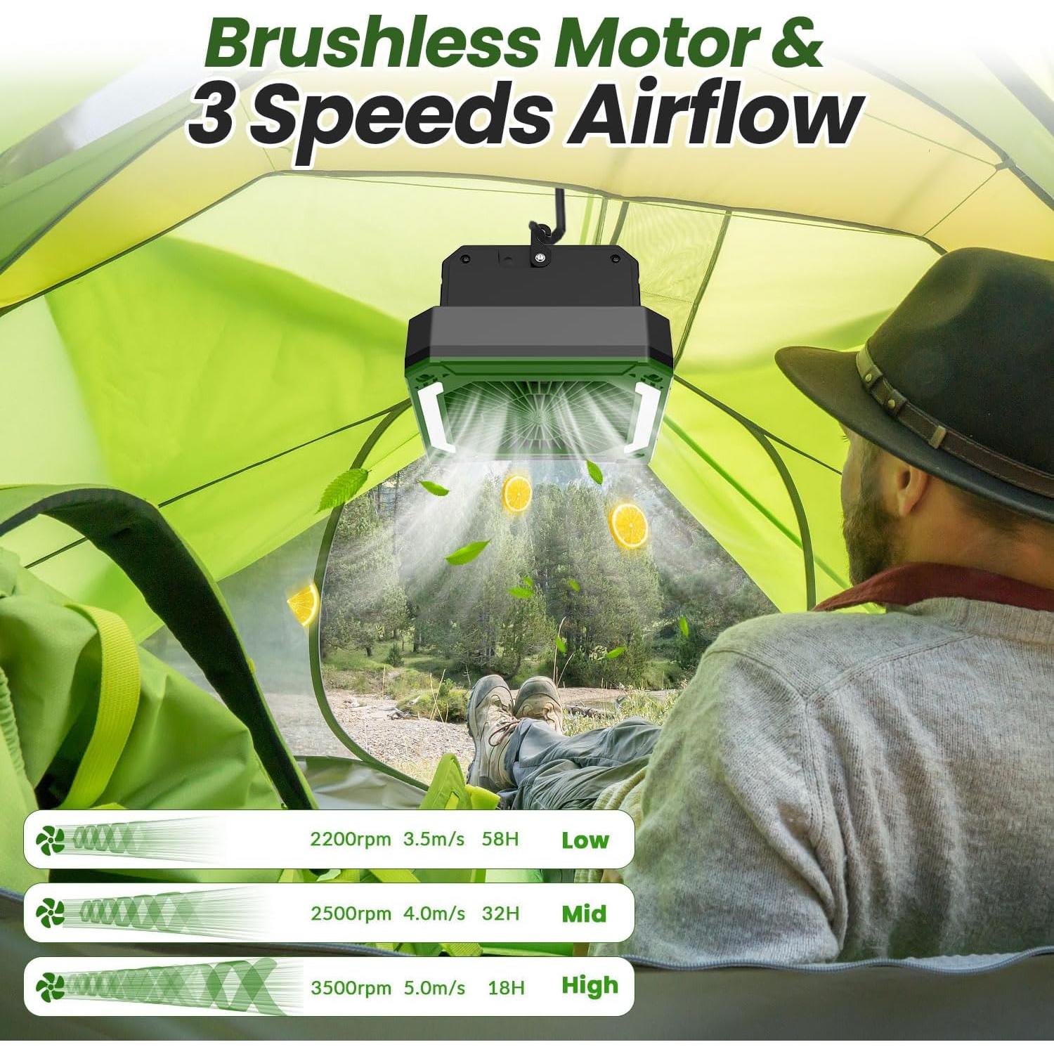 Ventilador Portátil InnoPower 20000mAh Solar 3 Velocidades Verde