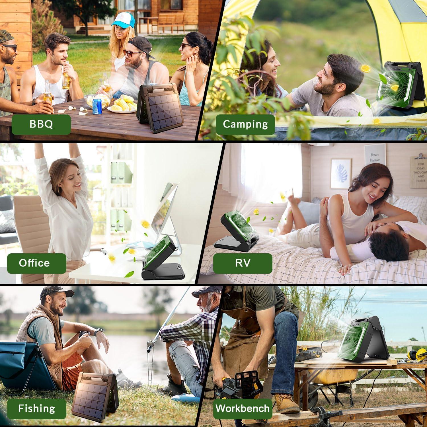 Ventilador Portátil InnoPower 20000mAh Solar 3 Velocidades Verde