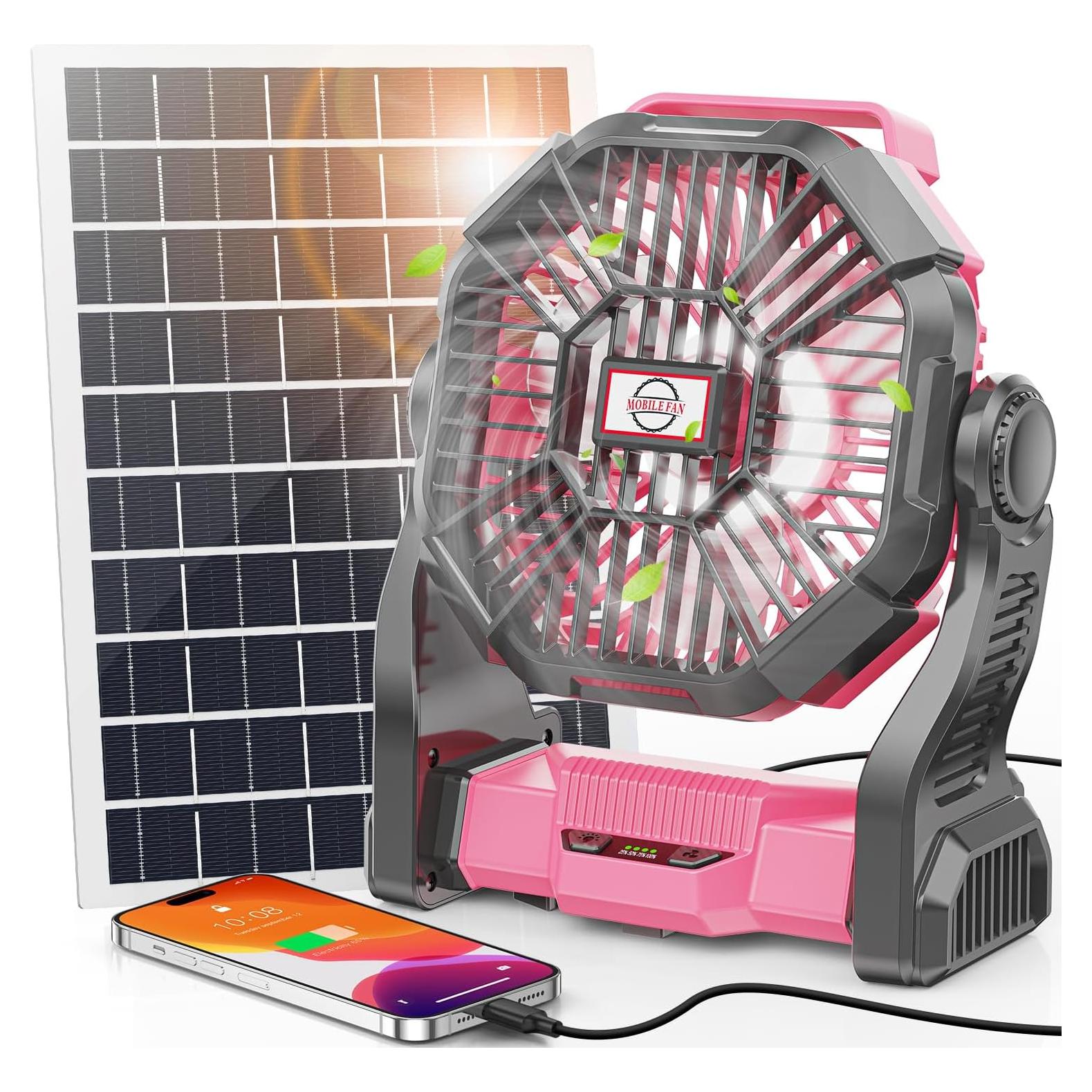 Ventilador Solar Art In Real 20000mAh 10W con Luz LED Rosa