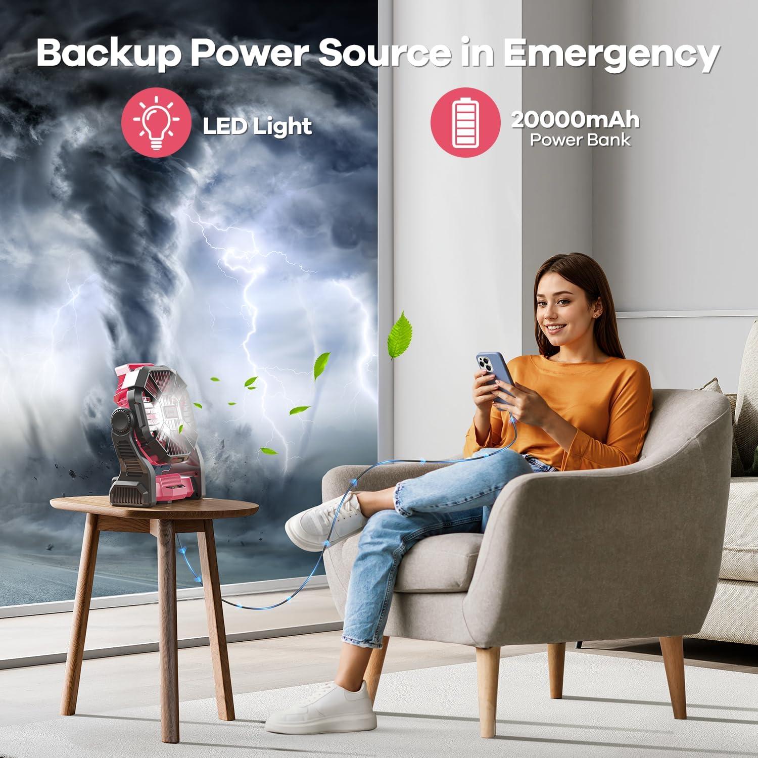 Ventilador Solar Art In Real 20000mAh 10W con Luz LED Rosa