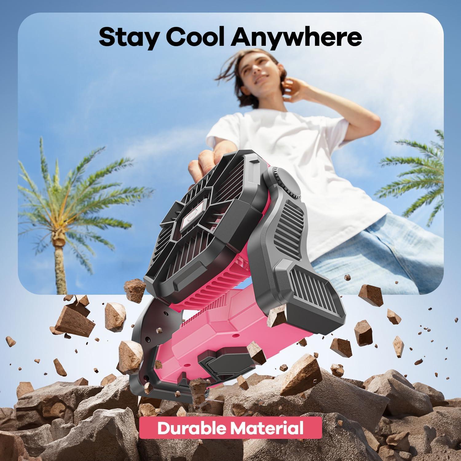 Ventilador Solar Art In Real 20000mAh 10W con Luz LED Rosa