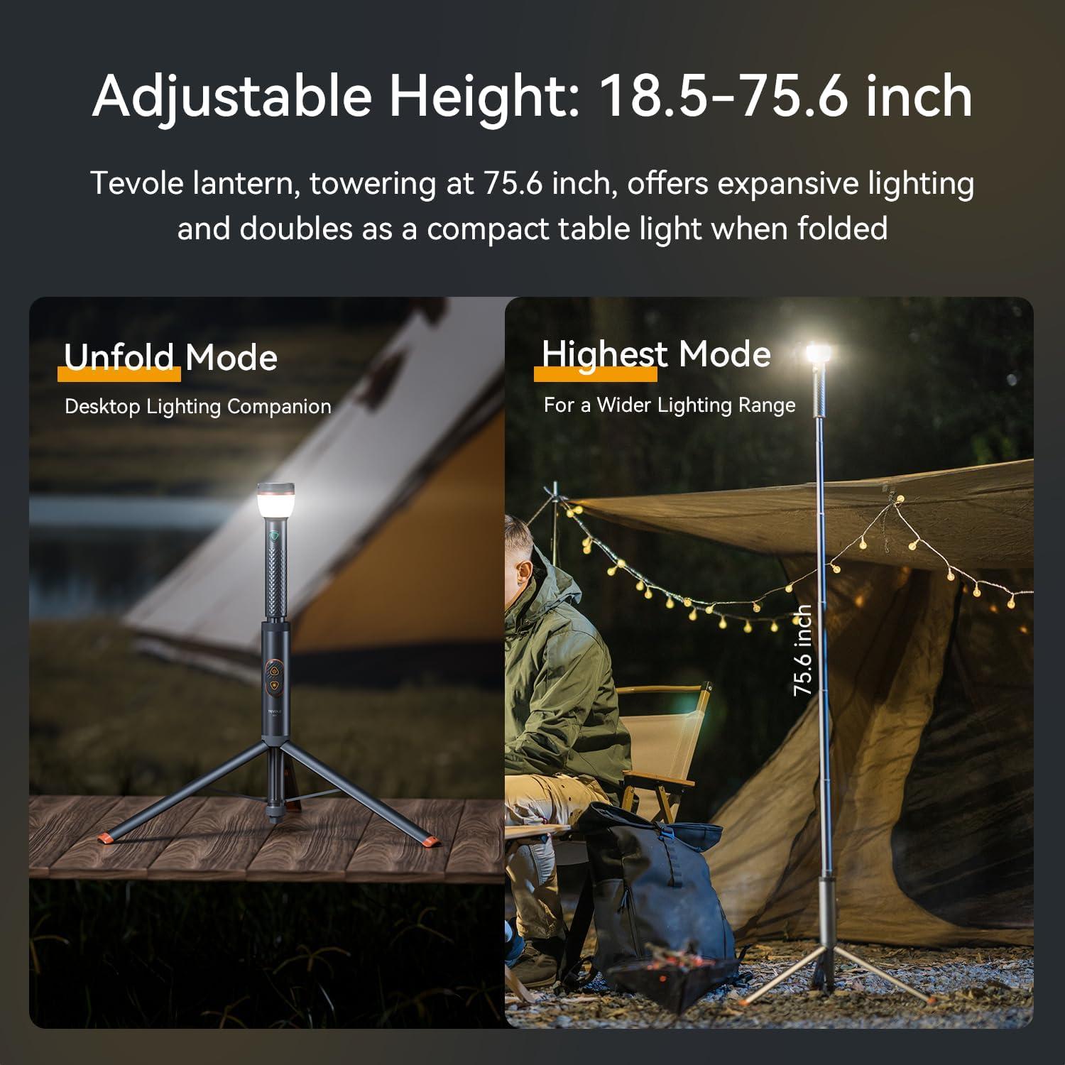 Luz de Camping Telescópica Tevole 800 Lúmenes IP65 Batería USB