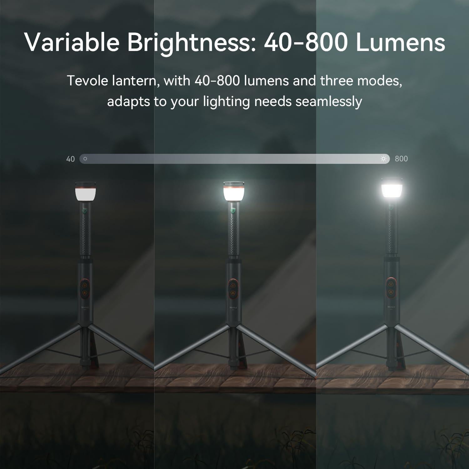 Luz de Camping Telescópica Tevole 800 Lúmenes IP65 Batería USB