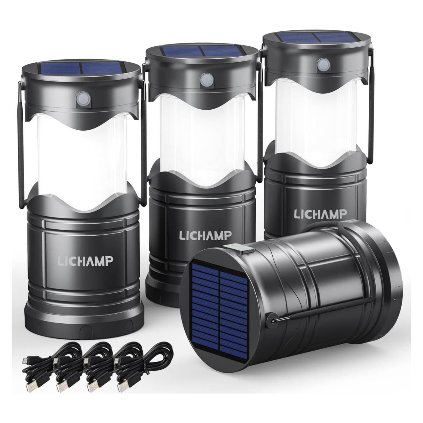 Linterna Solar LED Lichamp 4-Pack Plegable 600 Lúmenes