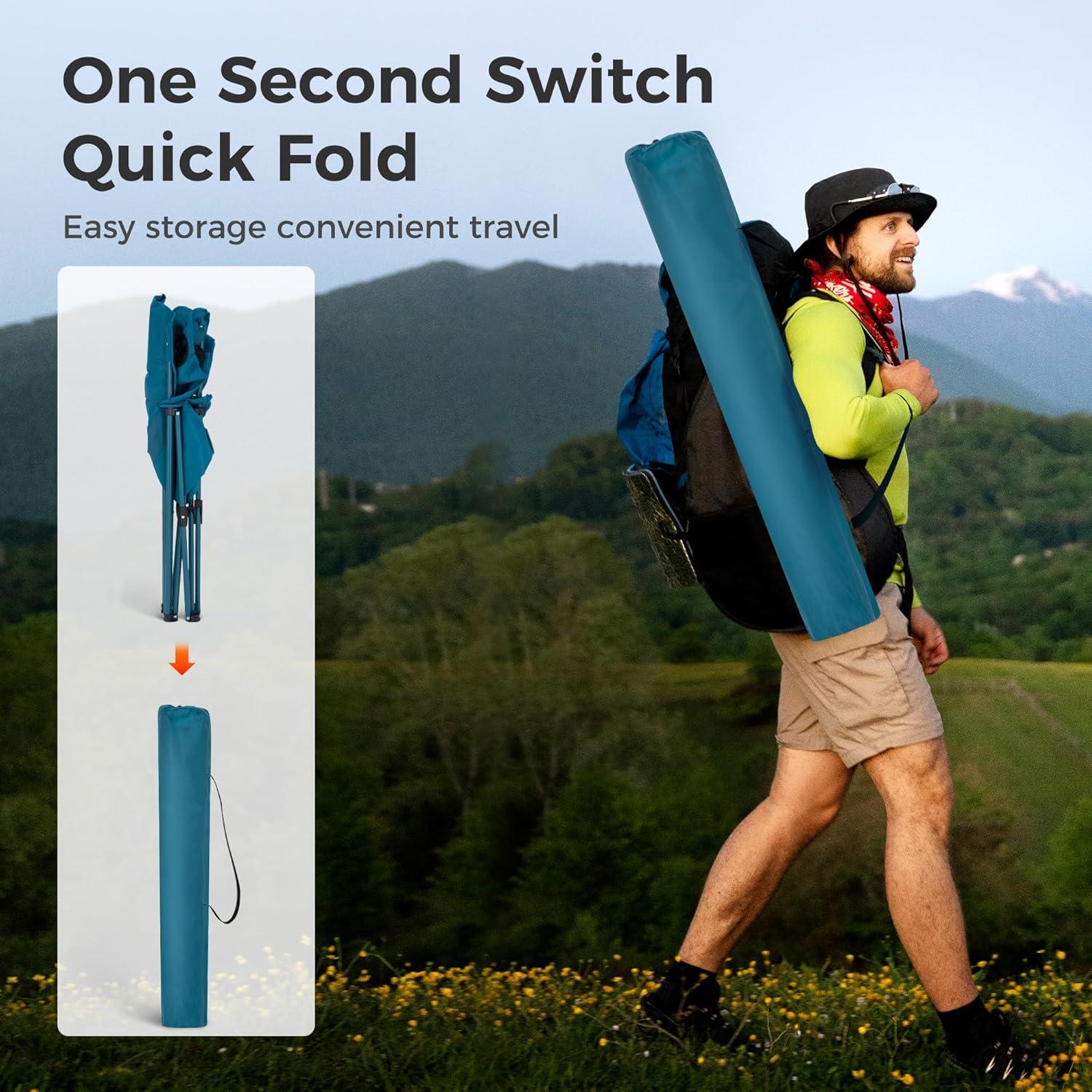 Camping Chair 2 Pack Folding Chair with 3-Can Cooler Bag Portable Lawn Chair with Cup Holder,Storage Pocket, Supports 225LBS, Collapsible Chair for Camp, Beach, Picnic (Blue)