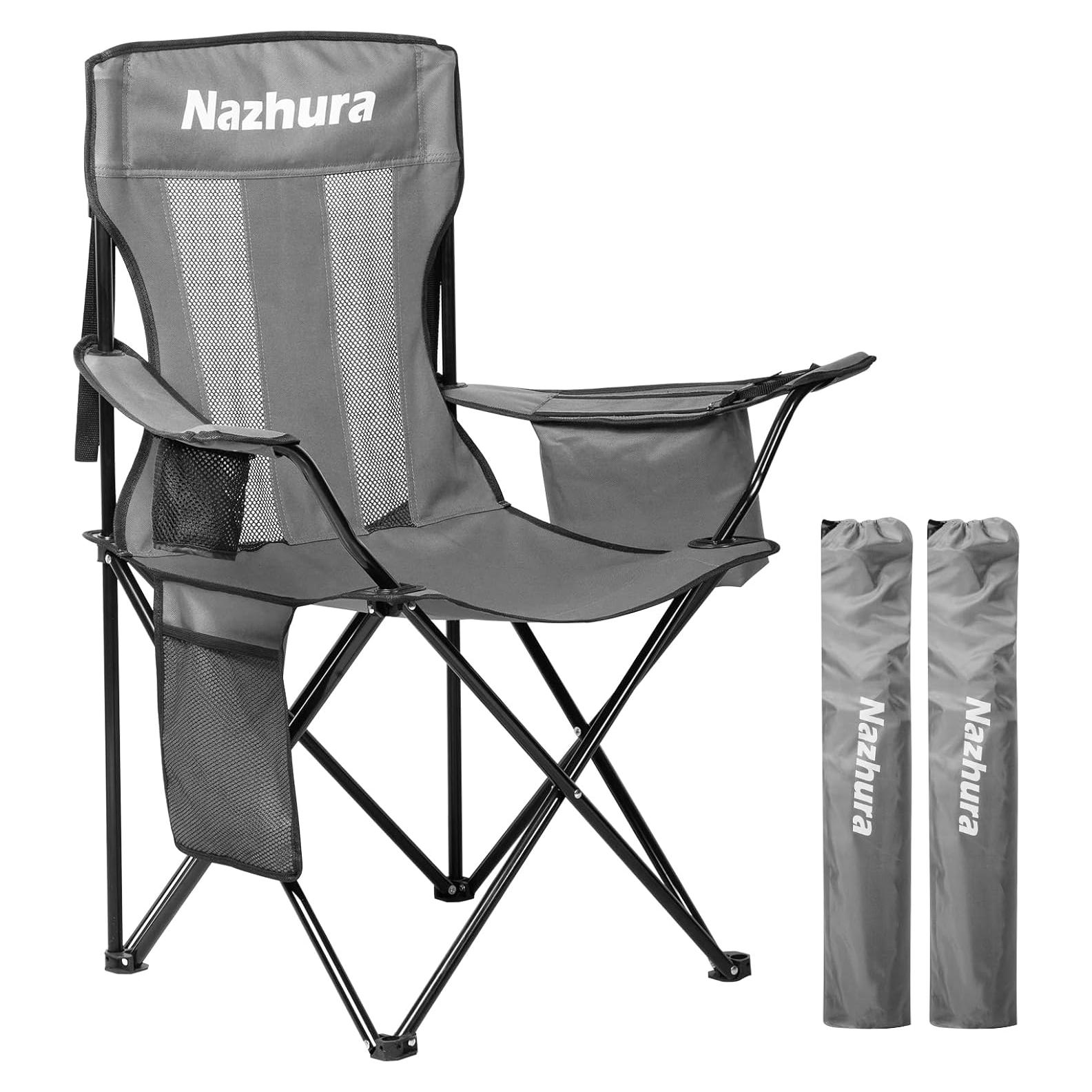 Sillas de Camping Plegables Nazhura 2 Paquete con Bolsa Enfriador