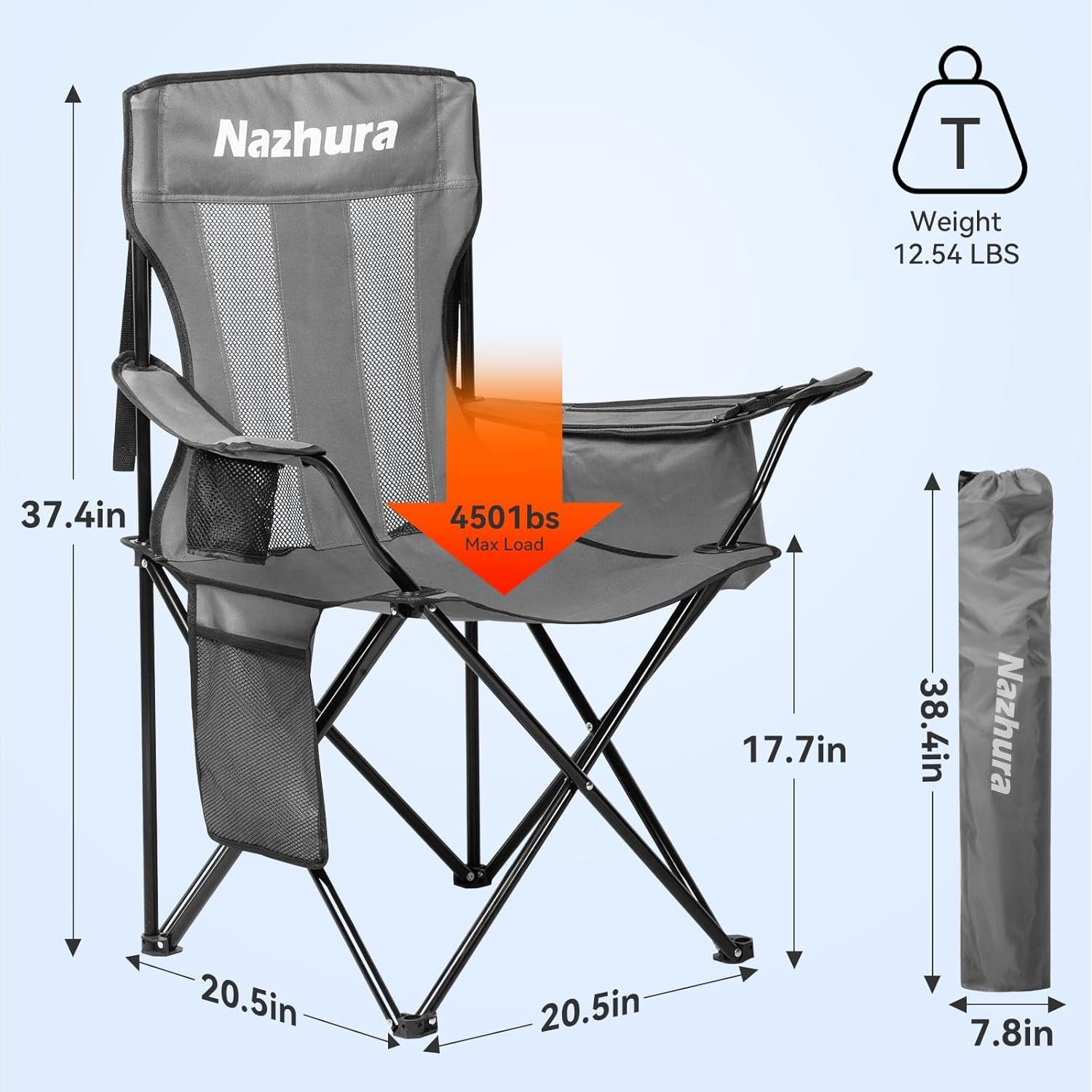 Sillas de Camping Plegables Nazhura 2 Paquete con Bolsa Enfriador