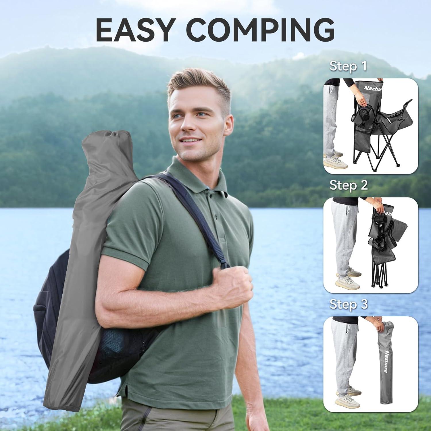 Sillas de Camping Plegables Nazhura 2 Paquete con Bolsa Enfriador