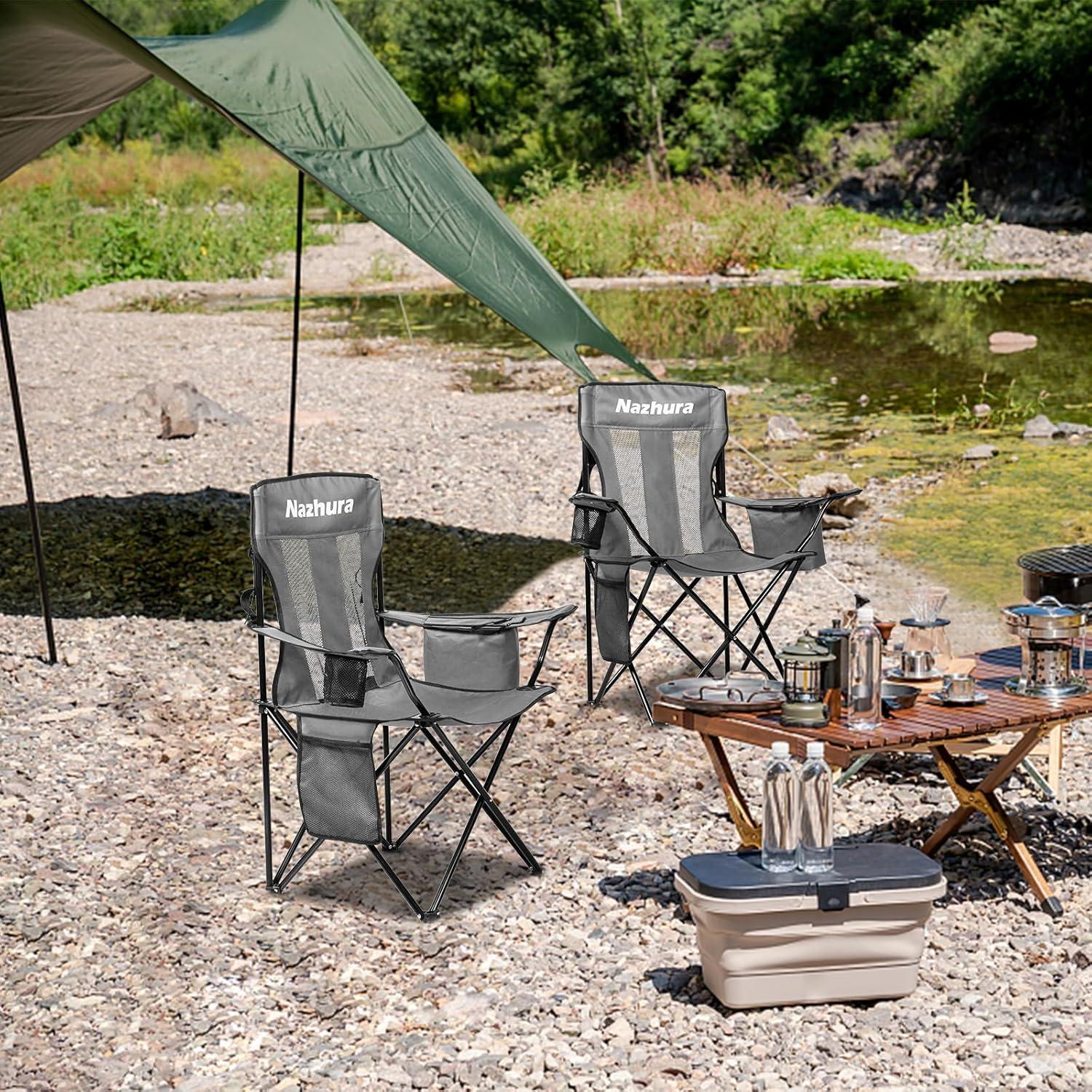 Sillas de Camping Plegables Nazhura 2 Paquete con Bolsa Enfriador