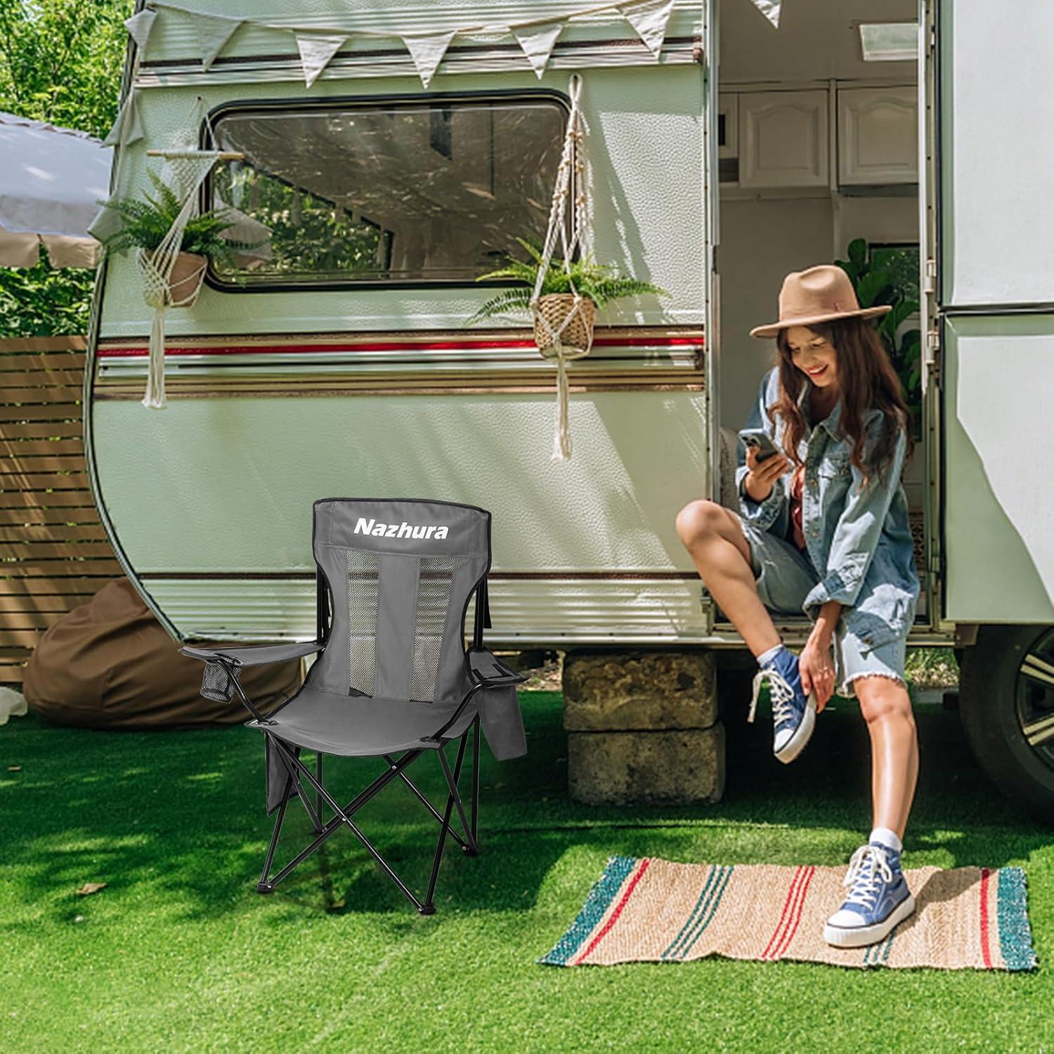 Sillas de Camping Plegables Nazhura 2 Paquete con Bolsa Enfriador