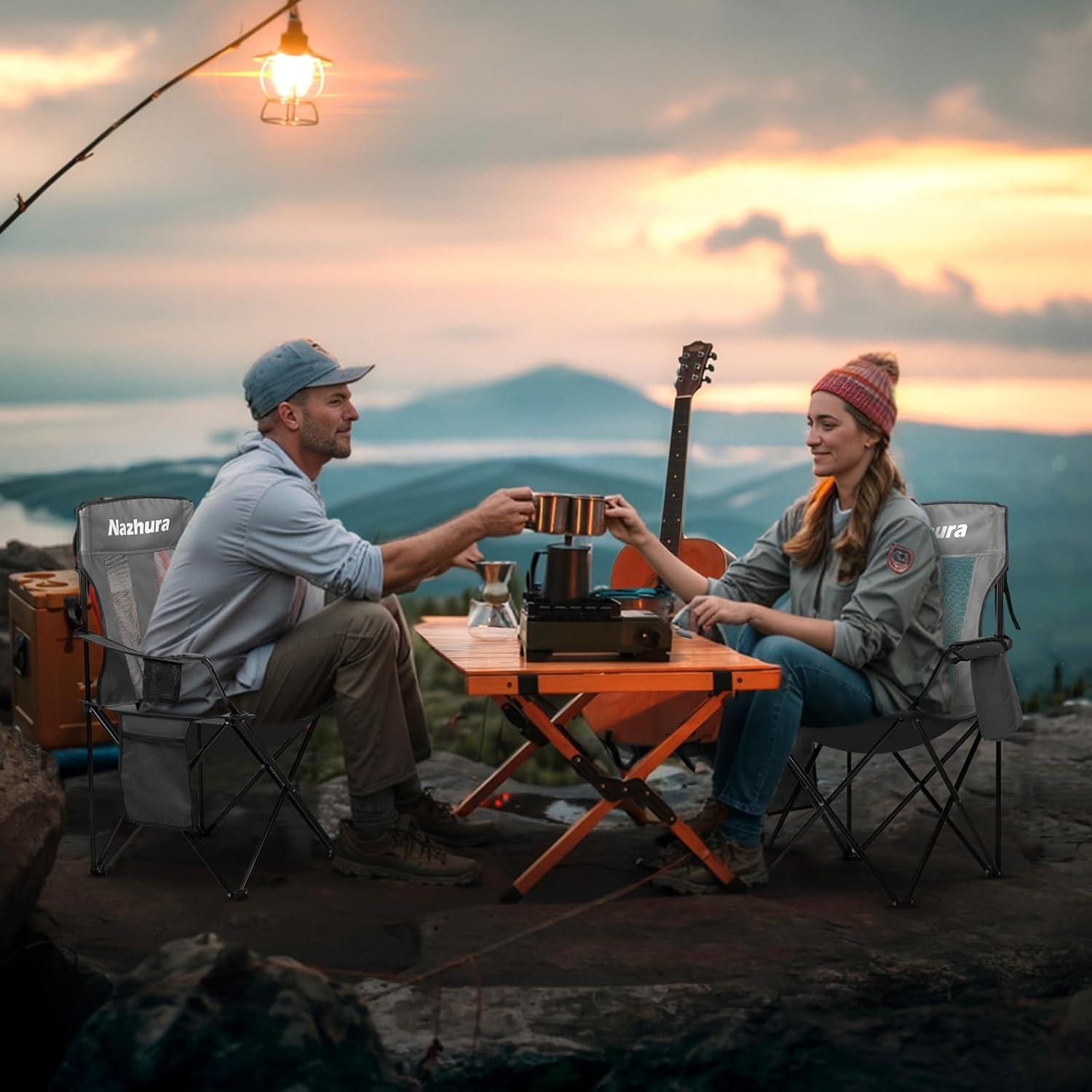 Sillas de Camping Plegables Nazhura 2 Paquete con Bolsa Enfriador