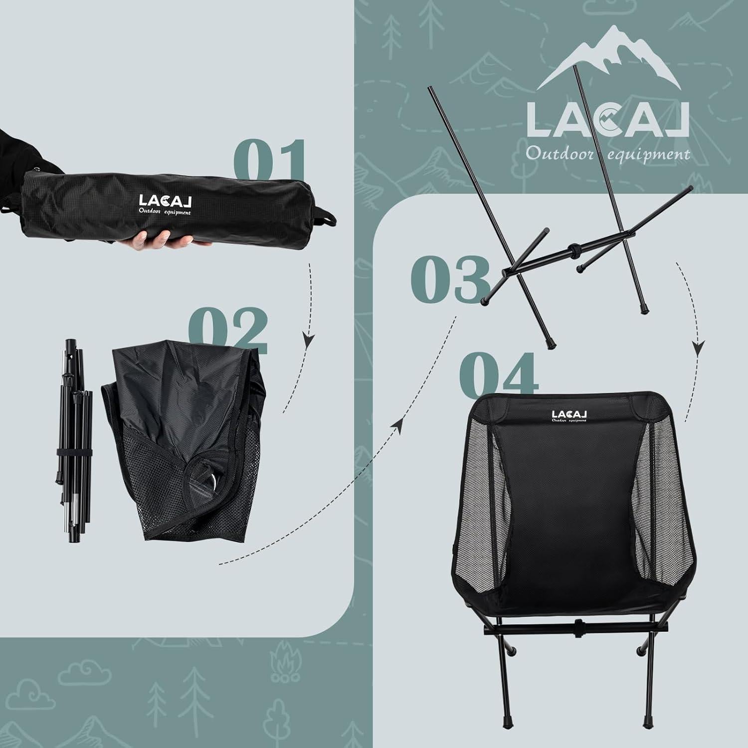 Silla de Camping Plegable G2 GO2GETHER LFC03-1-2 150 kg Negra