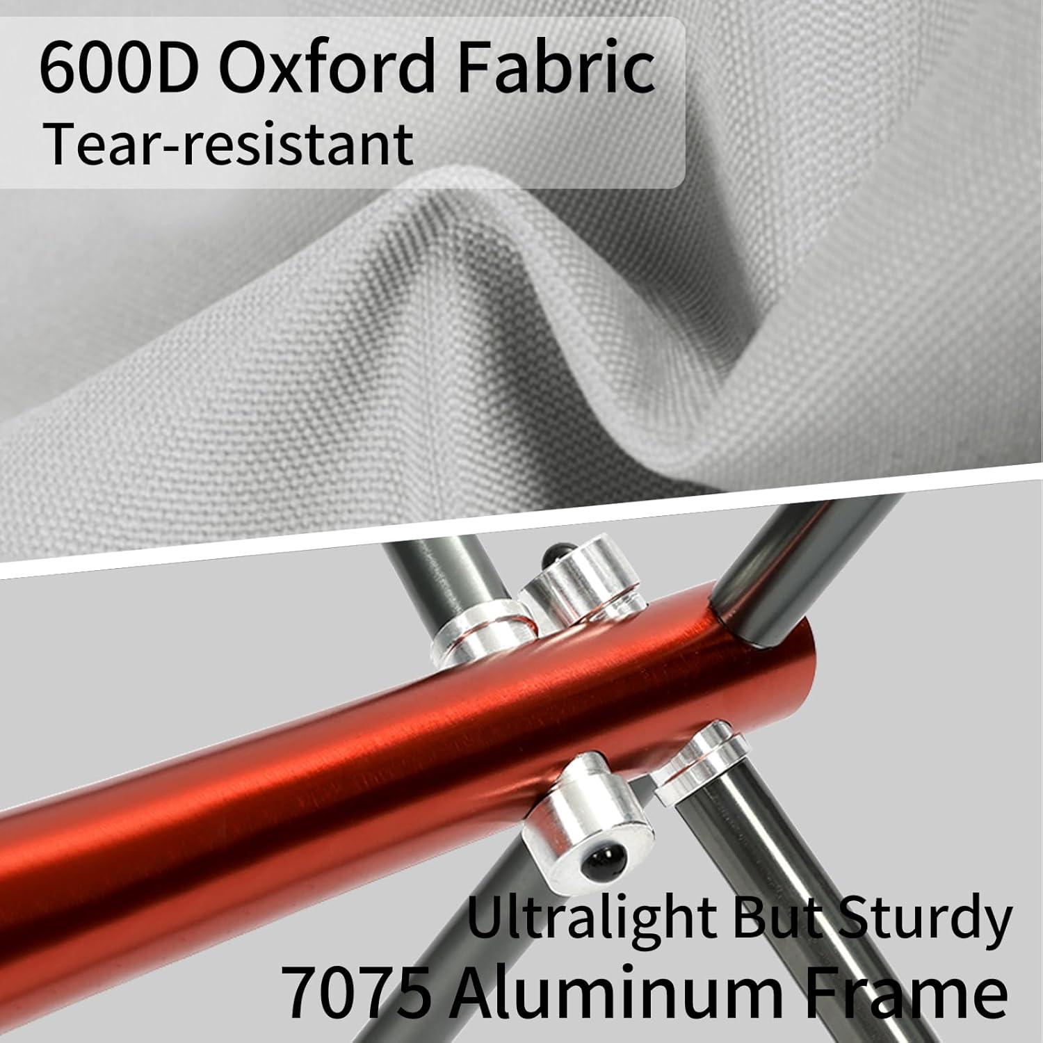 Silla de Camping Plegable SHALLWE Gris Respaldo Alto 136kg