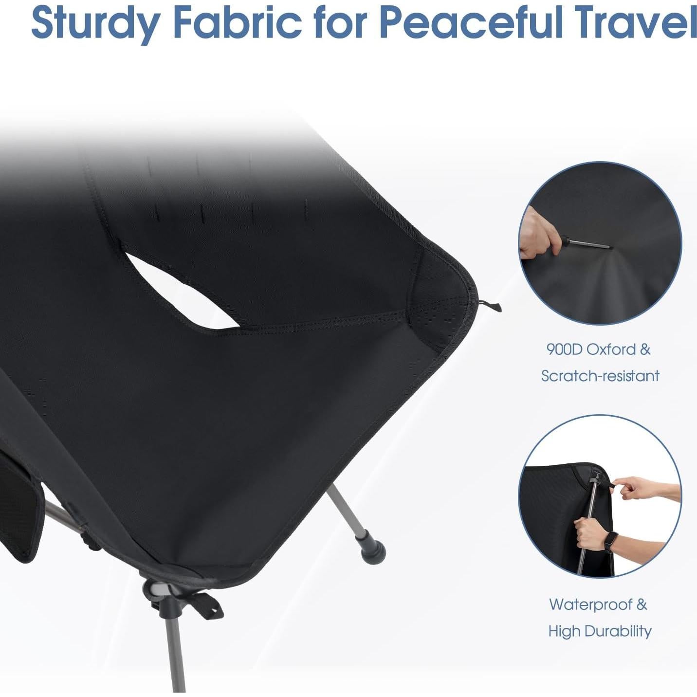 Silla de Camping Plegable MOON LENCE CH21P 400Lbs Negra