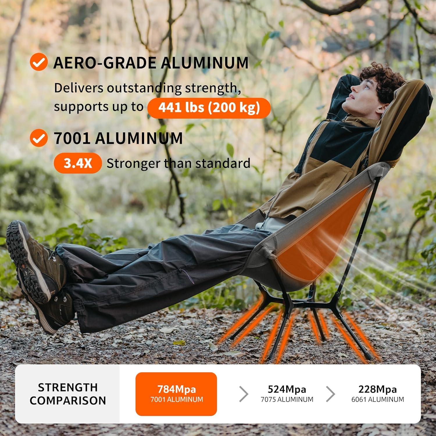 Silla de Camping Naturehike YL01 Plegable 200 kg Gris