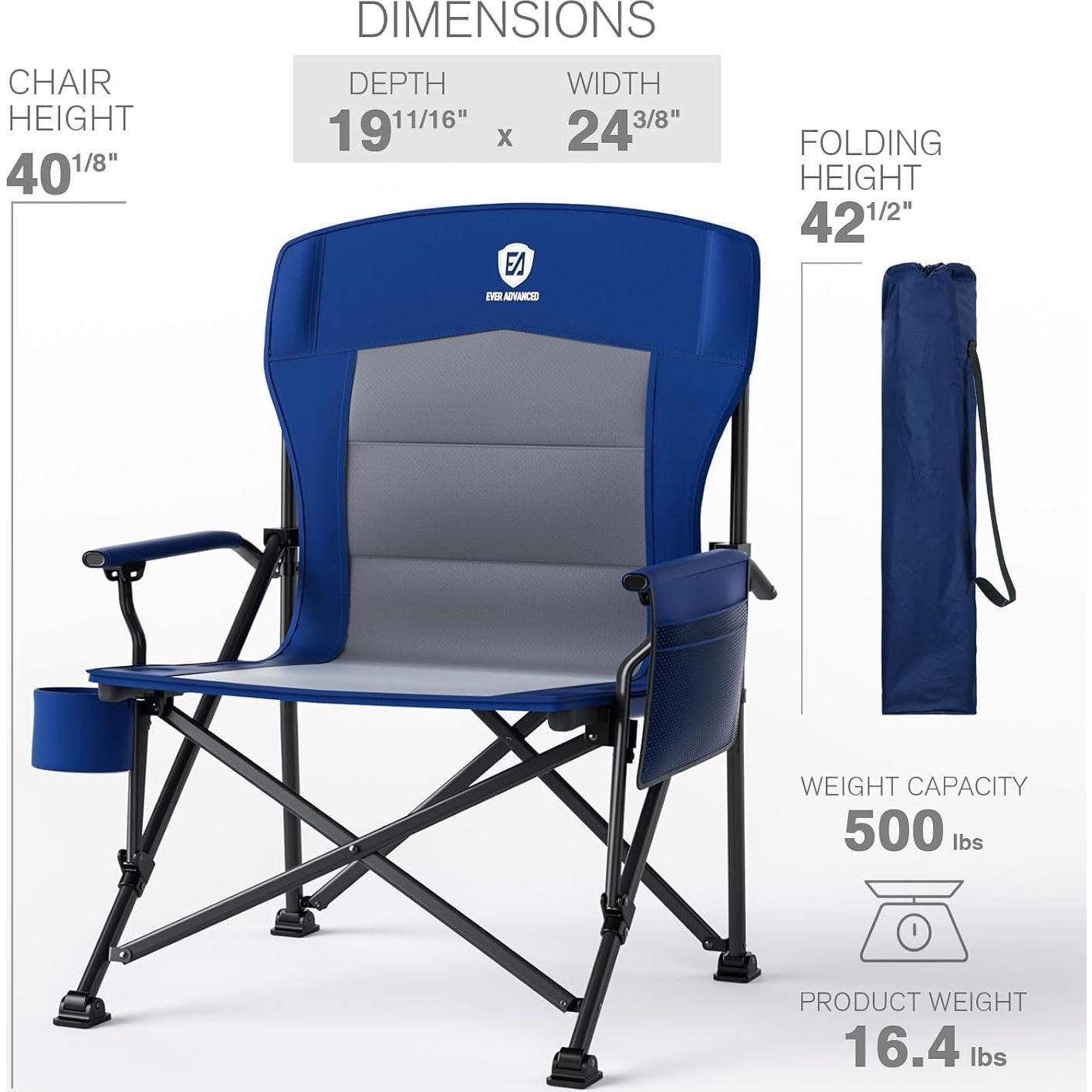 Silla de Camping Plegable Sobredimensionada EVER ADVANCED Azul