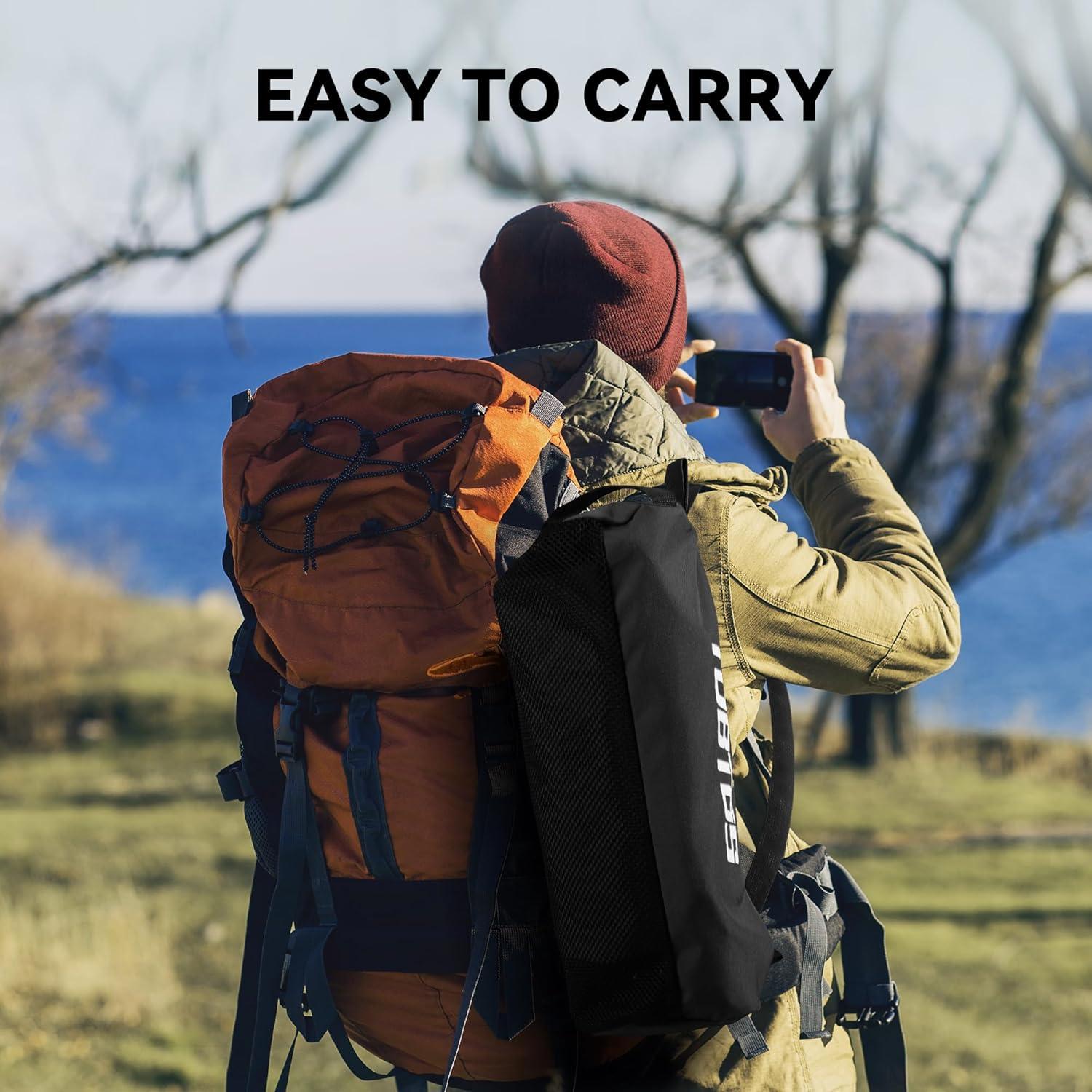 Silla de Camping Plegable TOBTOS Negra, Soporta 150 kg, 1.47 kg