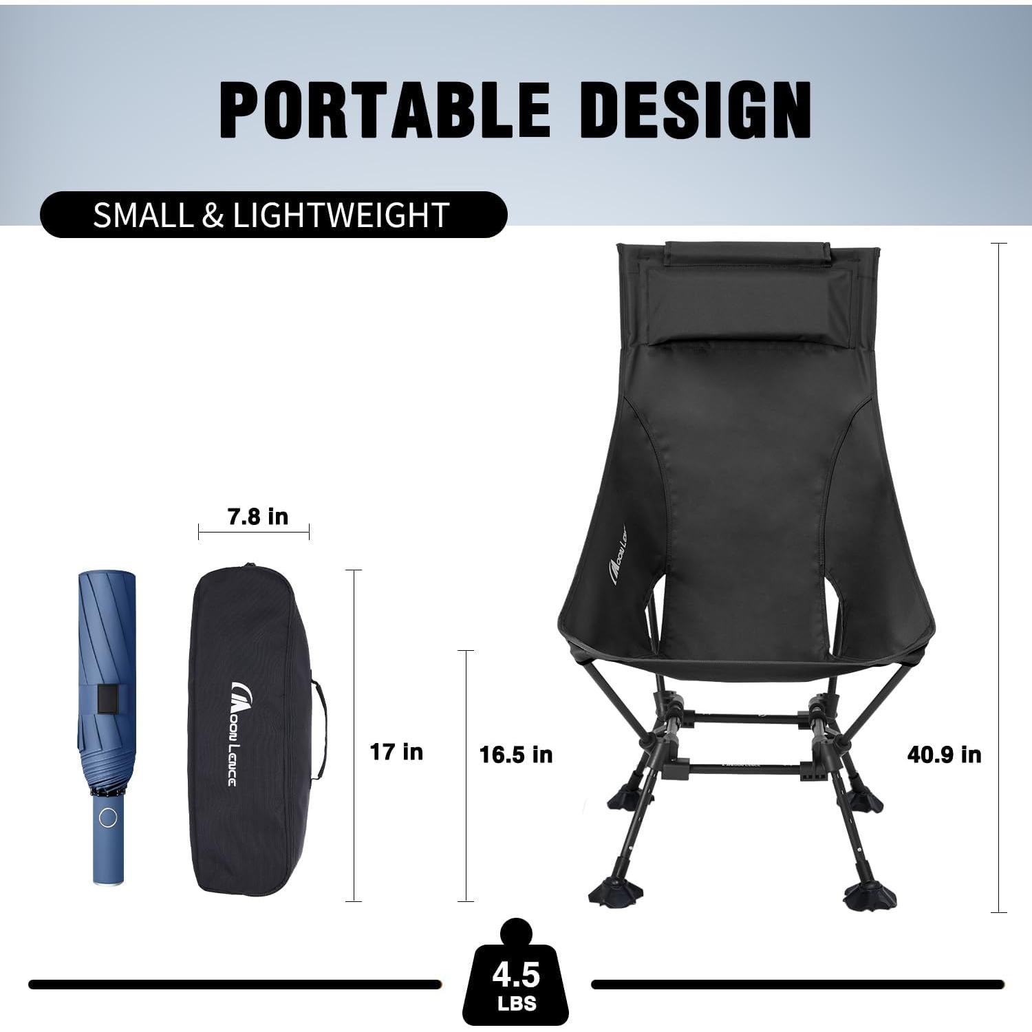 Silla de Camping Plegable MOON LENCE Respaldo Alto 114 cm