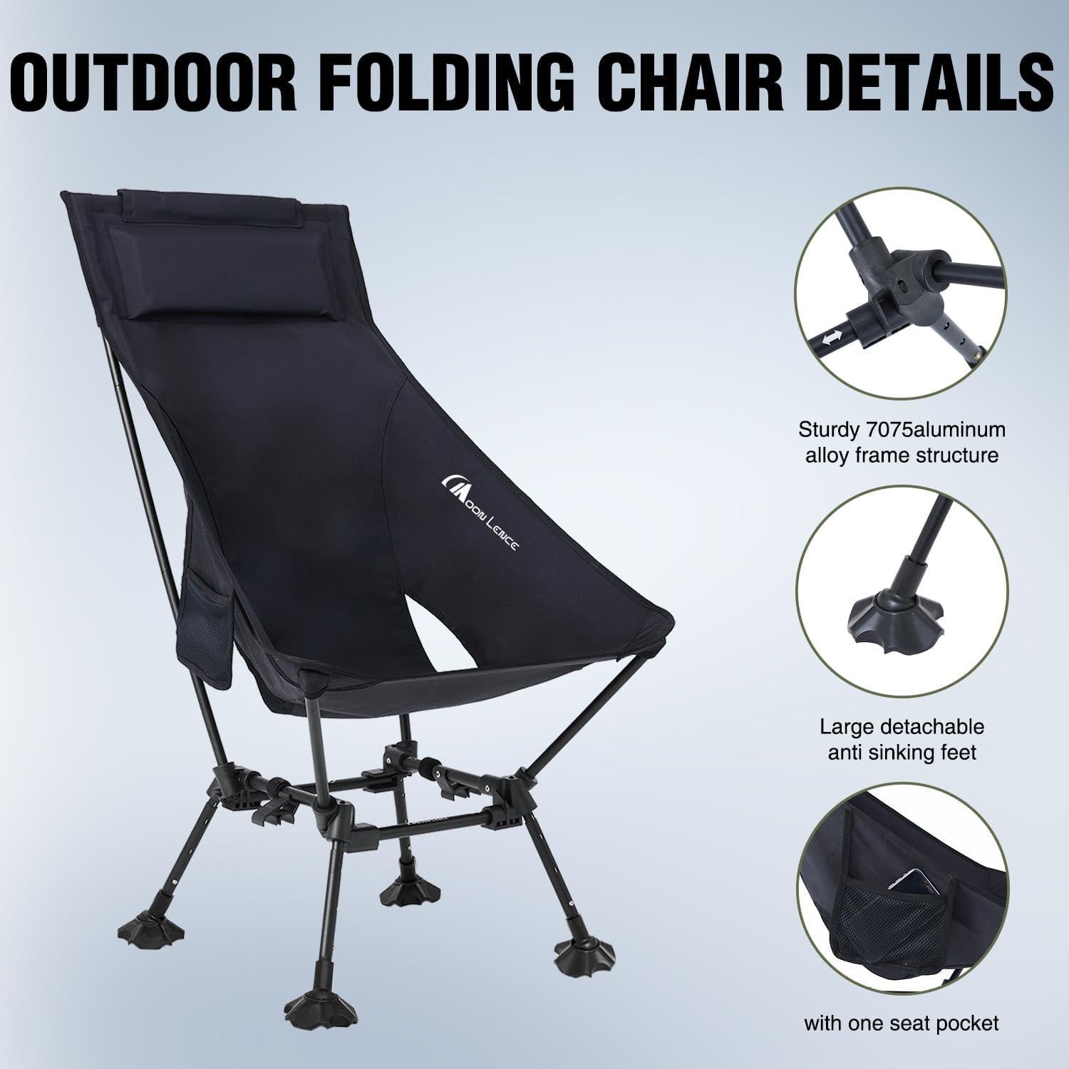 Silla de Camping Plegable MOON LENCE Respaldo Alto 114 cm