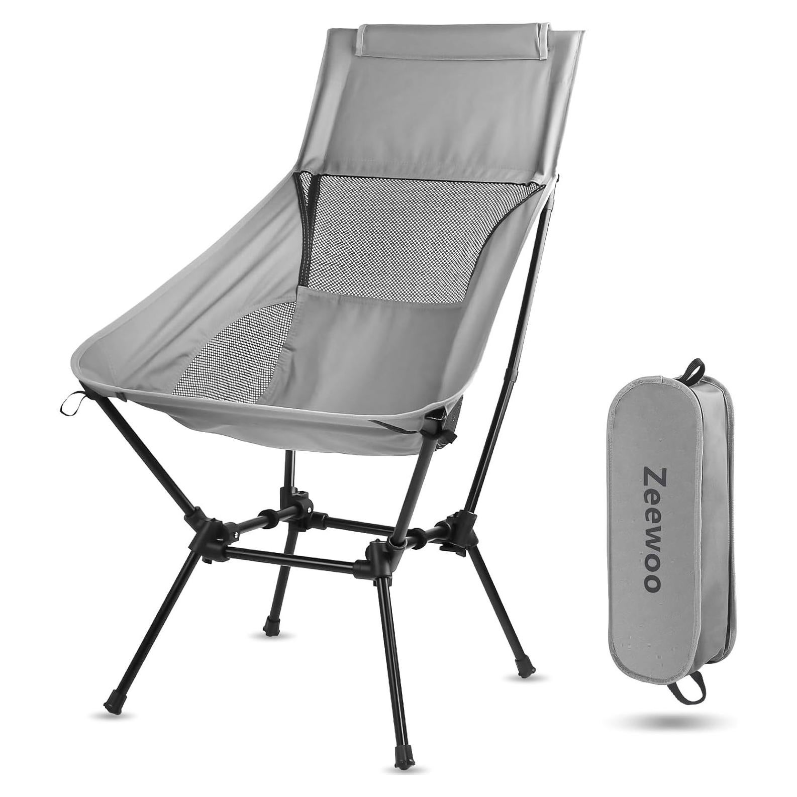 Silla de Camping Plegable Zeewoo con Respaldo Alto y Ajustable