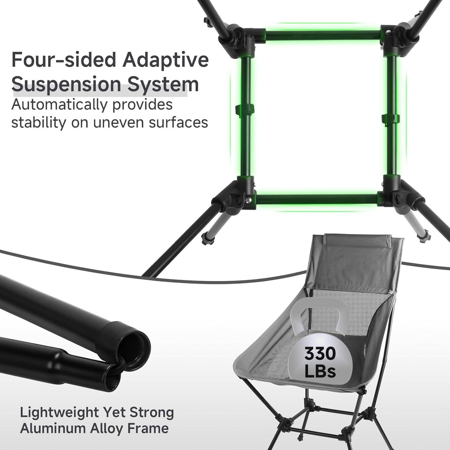 Silla de Camping Plegable Zeewoo con Respaldo Alto y Ajustable