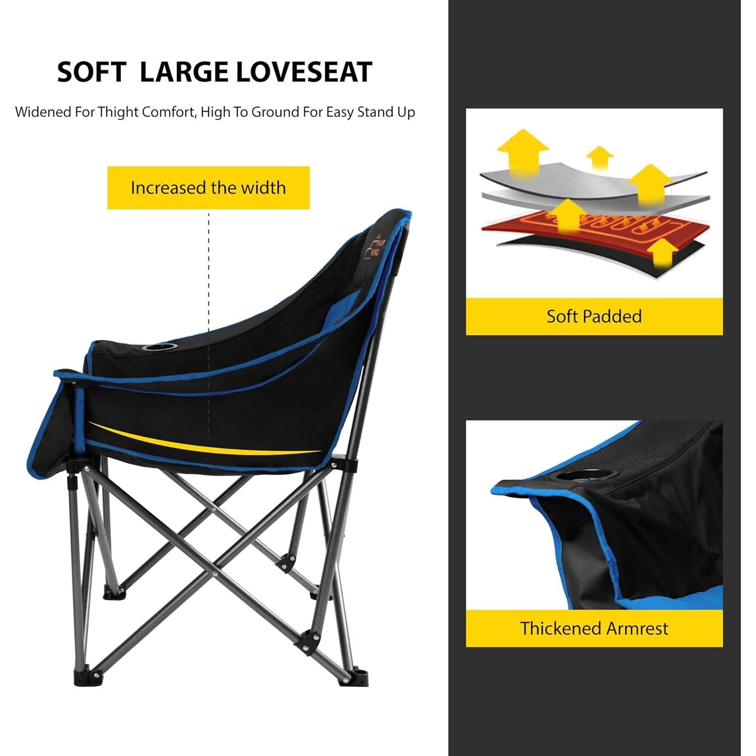 Silla de Camping Plegable FAIR WIND Azul Soporta 204 kg