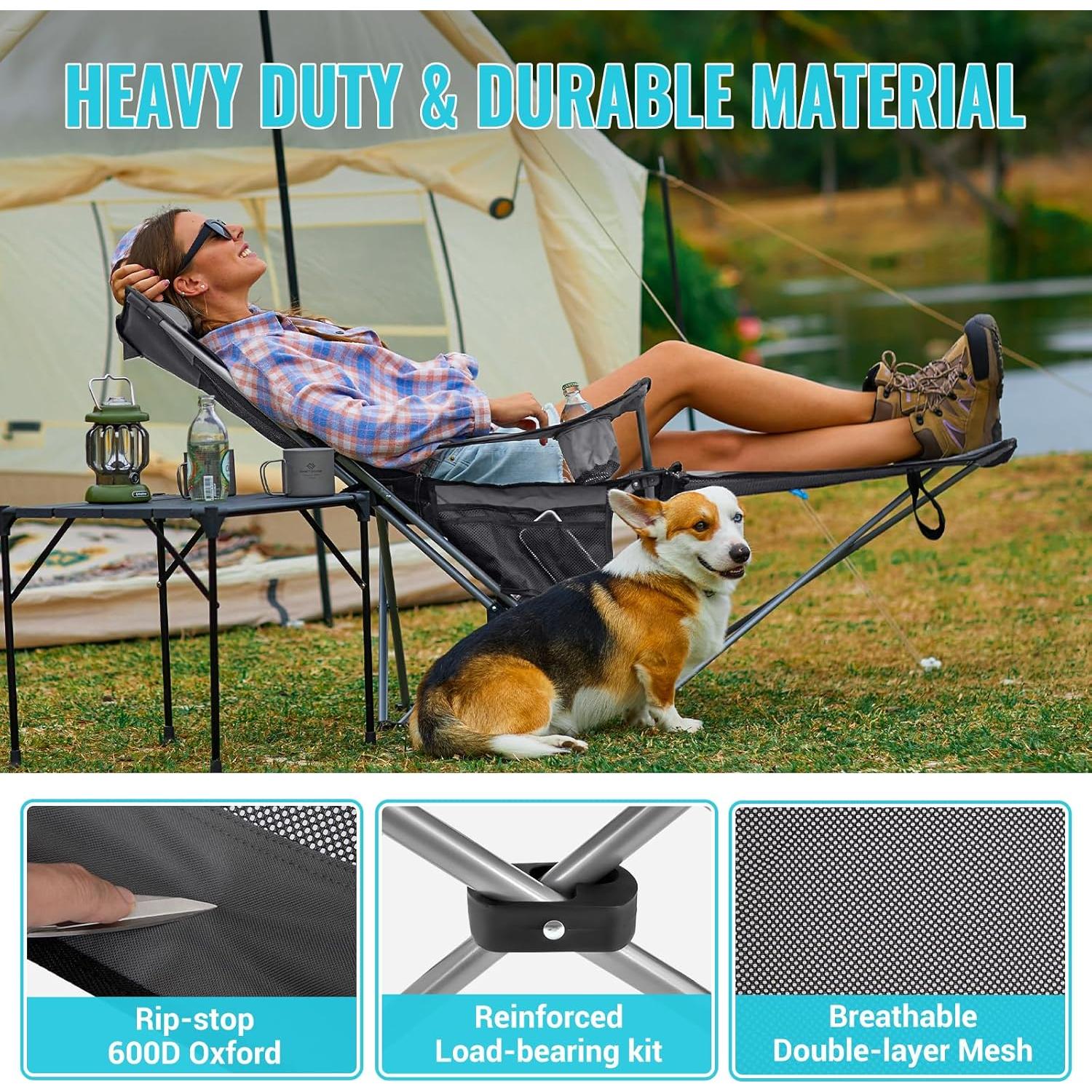 Silla de Camping Reclinable WEJOY CP con Reposapiés 4 Posiciones