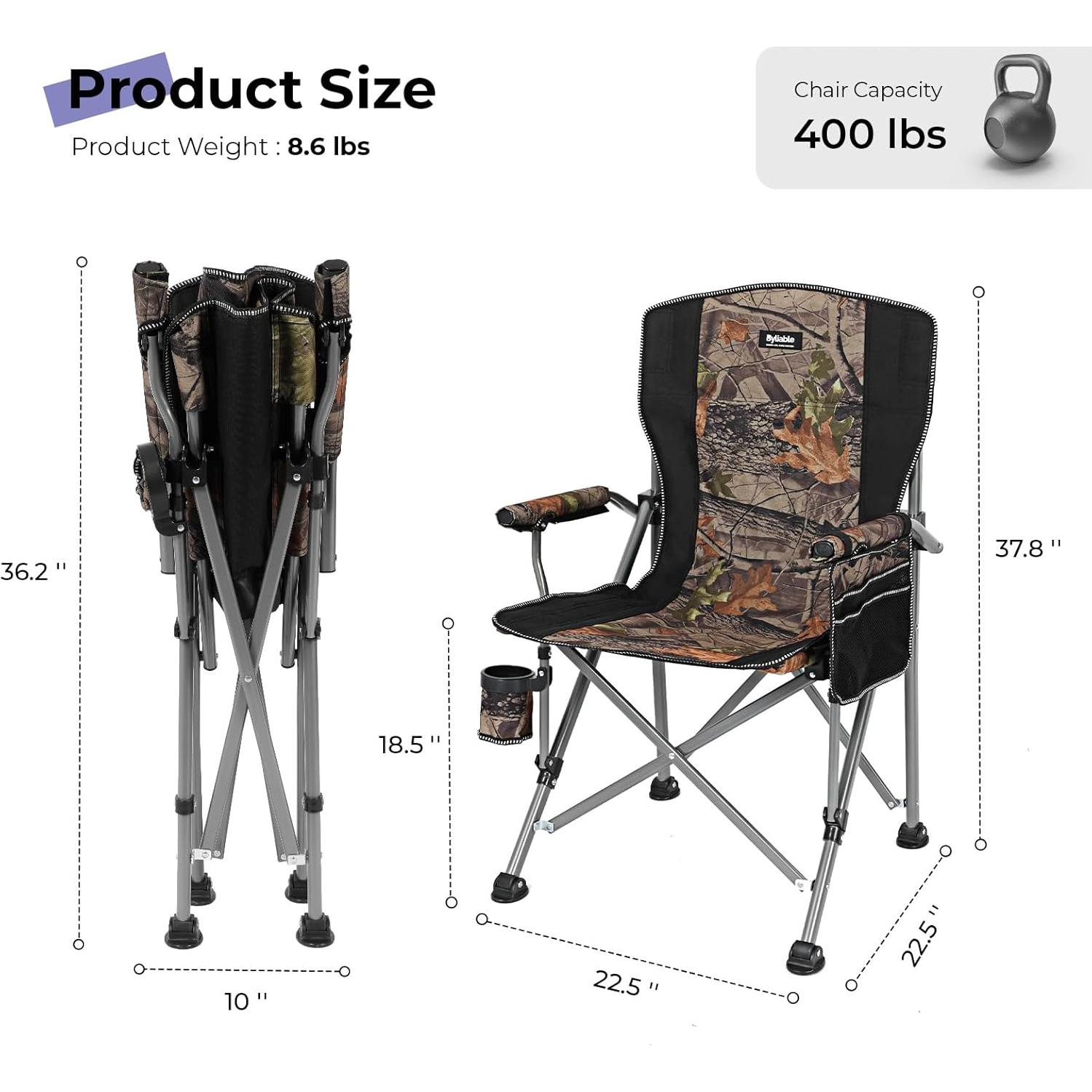 Silla Plegable de Camping Byliable Camuflaje Soporta 181 kg