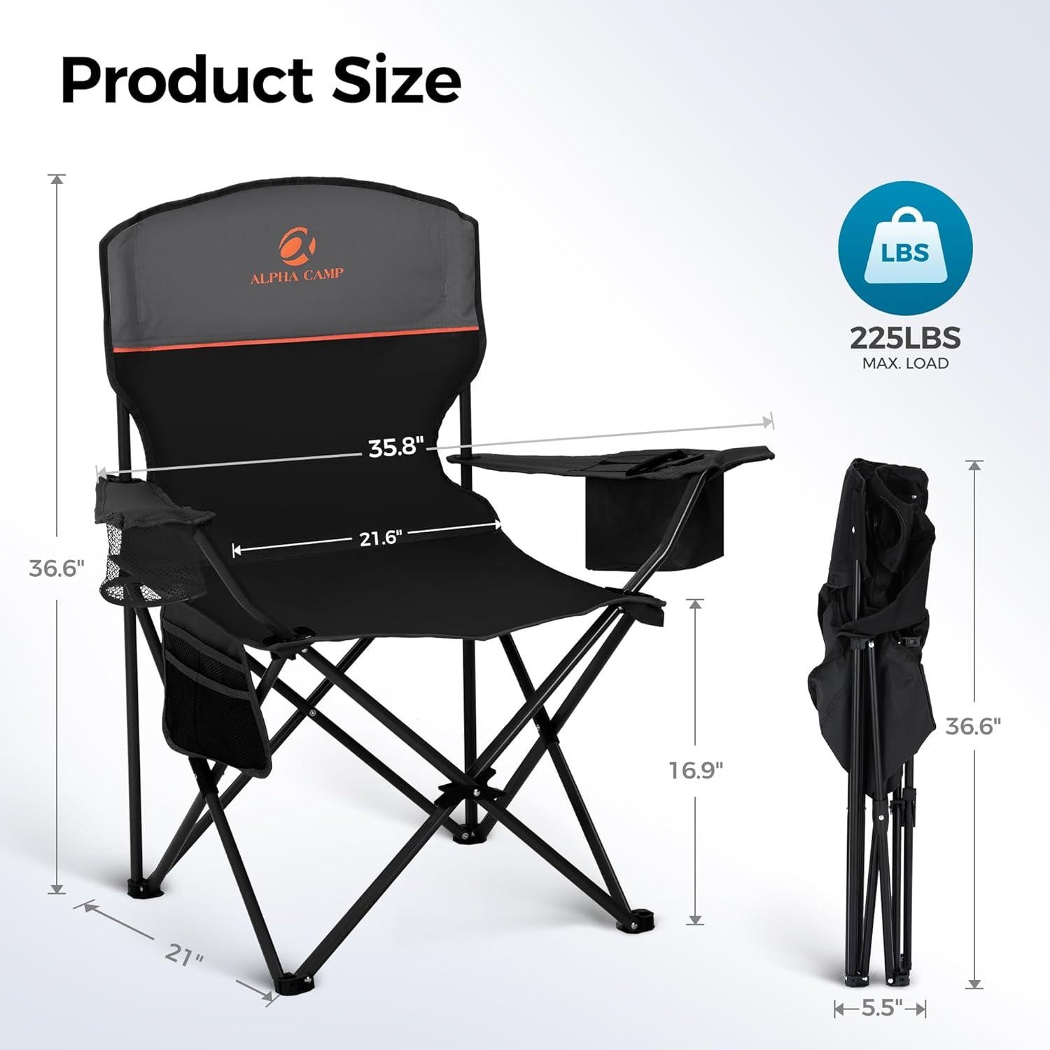 Silla de Camping Alpha Camp 2 Pack con Enfriador y Portavasos