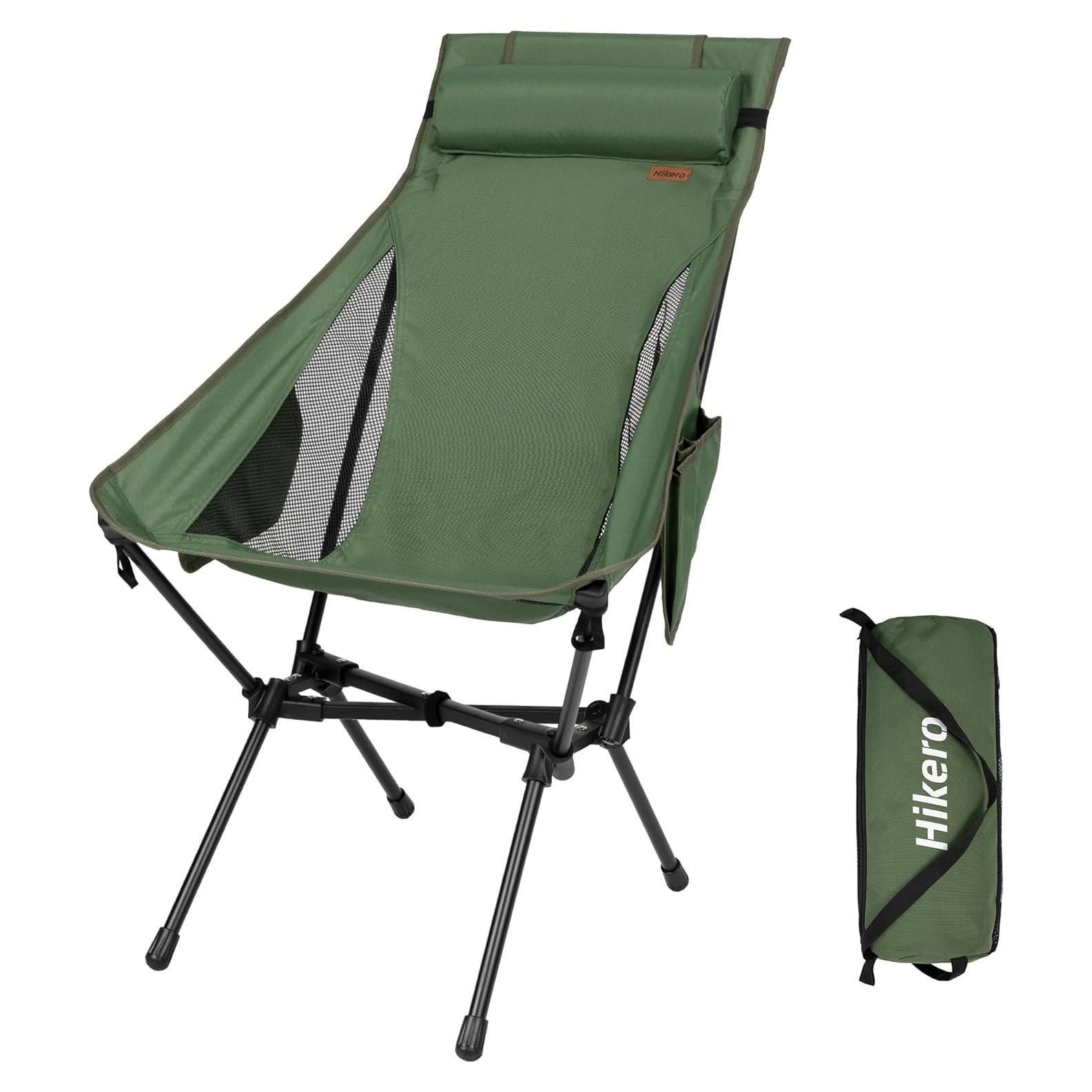 Silla de Camping Plegable Hikero Oxford Verde Respaldo Alto 199.58 kg